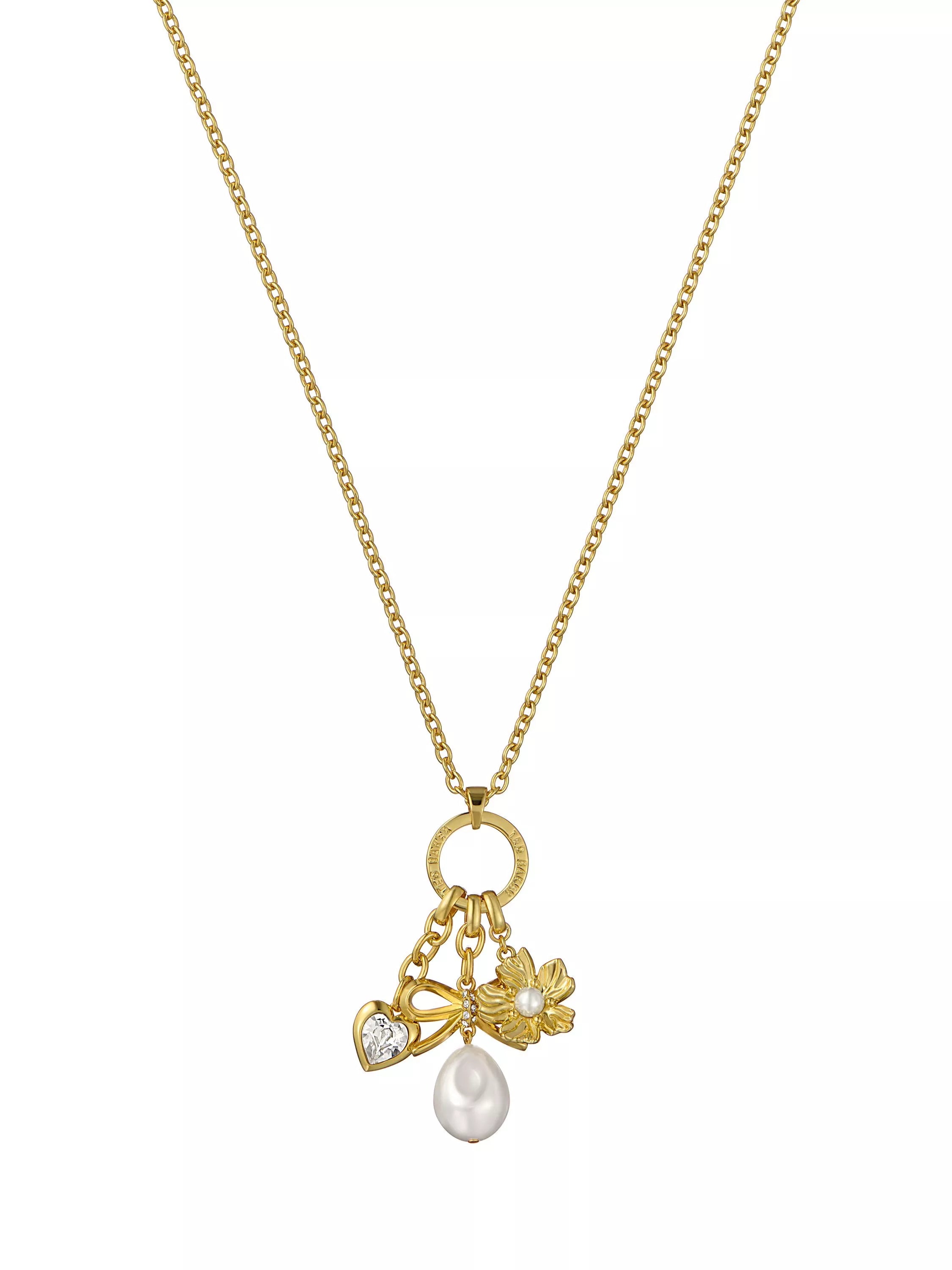 Ted Baker Isadora Icon pendant necklace in gold with crystals and faux pearls (British brand)