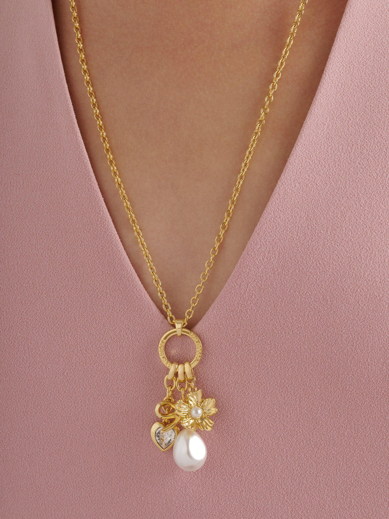 Ted Baker Isadora Icon pendant necklace in gold with crystals and faux pearls (British brand)