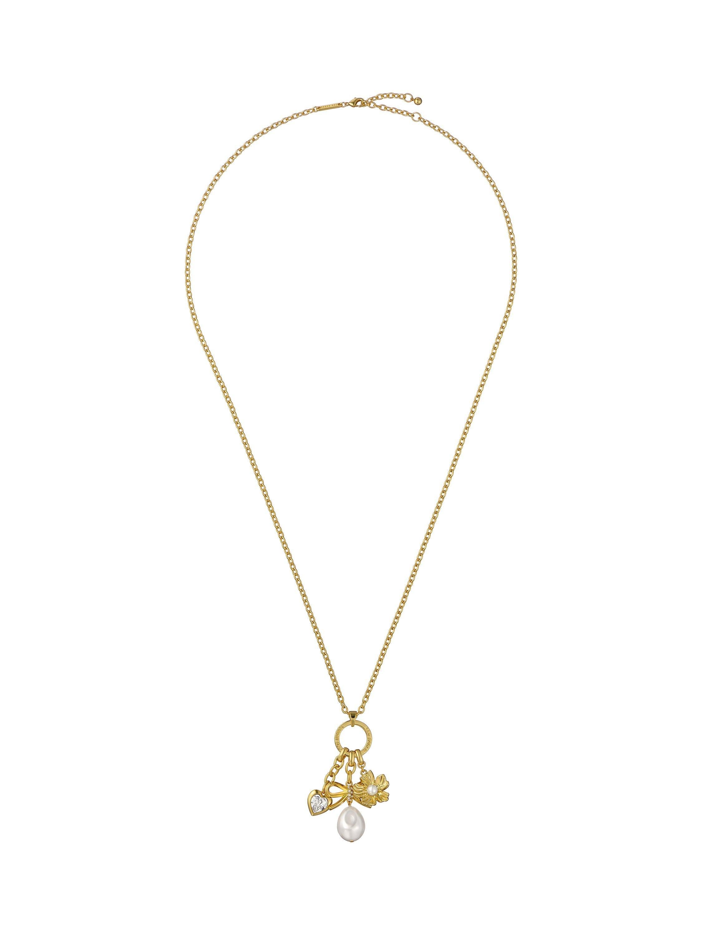 Ted Baker Isadora Icon pendant necklace in gold with crystals and faux pearls (British brand)
