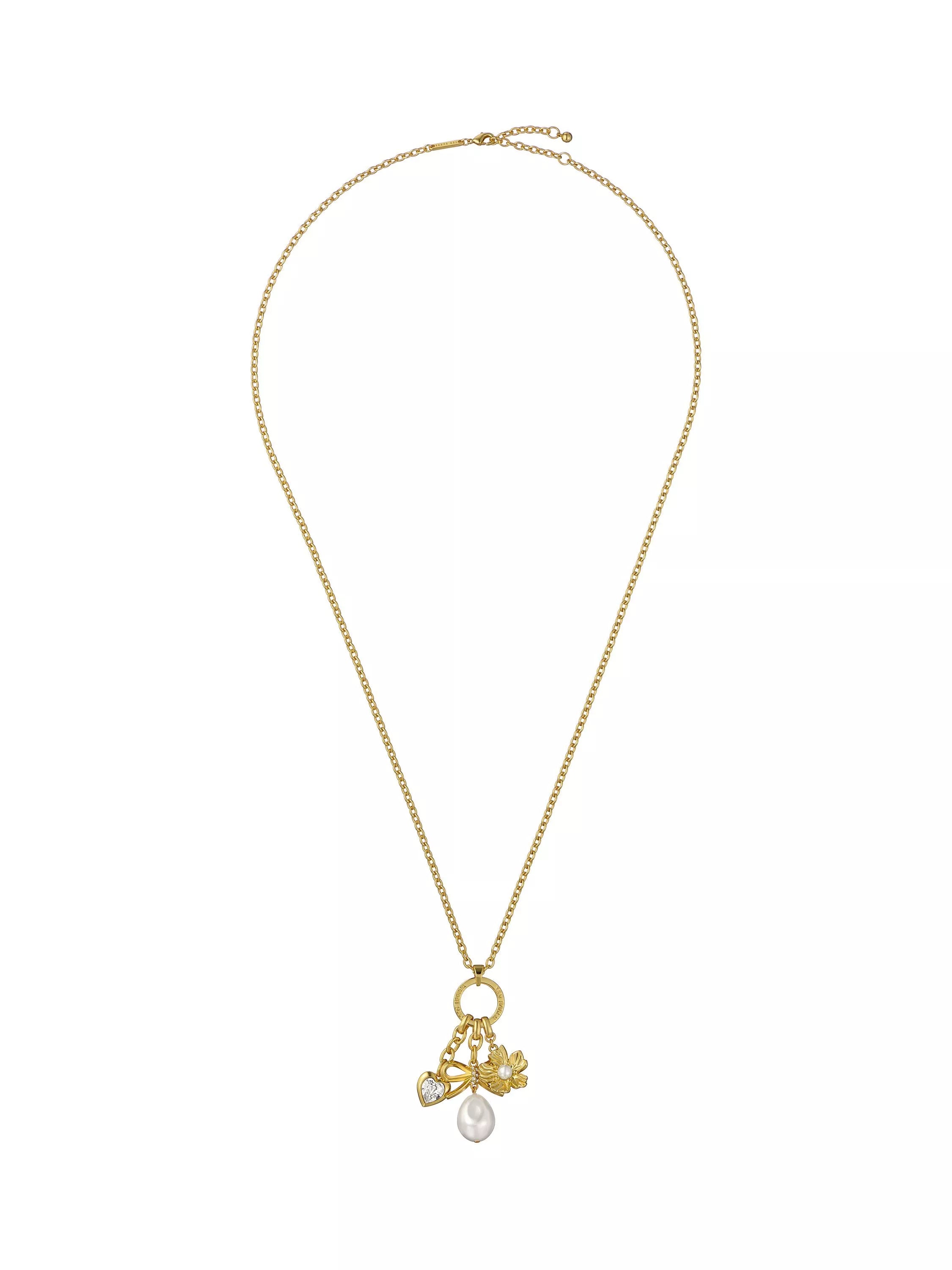 Ted Baker Isadora Icon pendant necklace in gold with crystals and faux pearls (British brand)