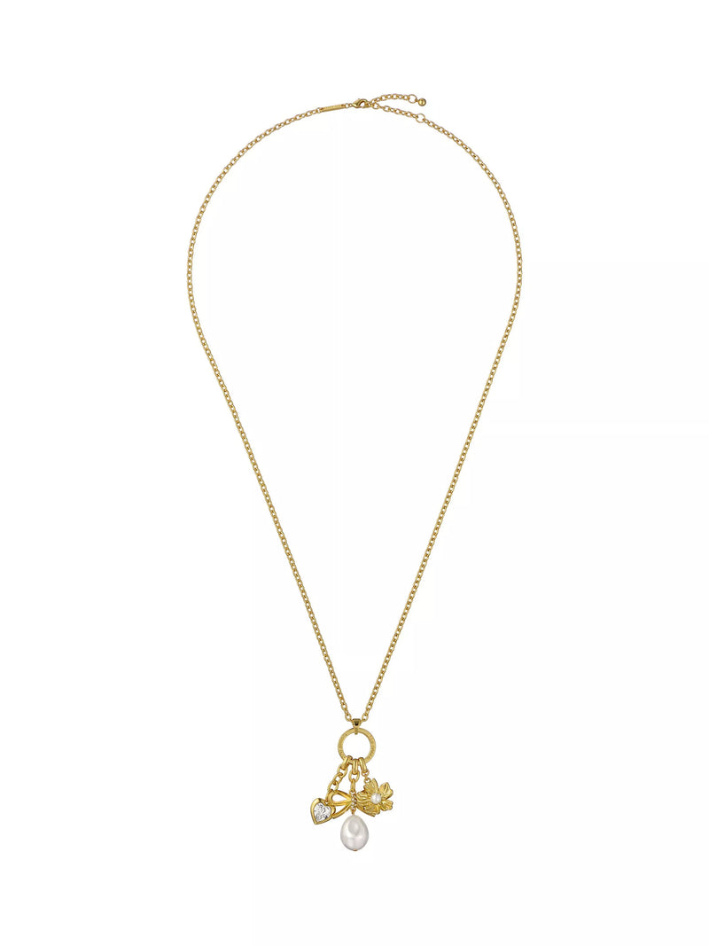 Ted Baker Isadora Icon pendant necklace in gold with crystals and faux pearls (British brand)