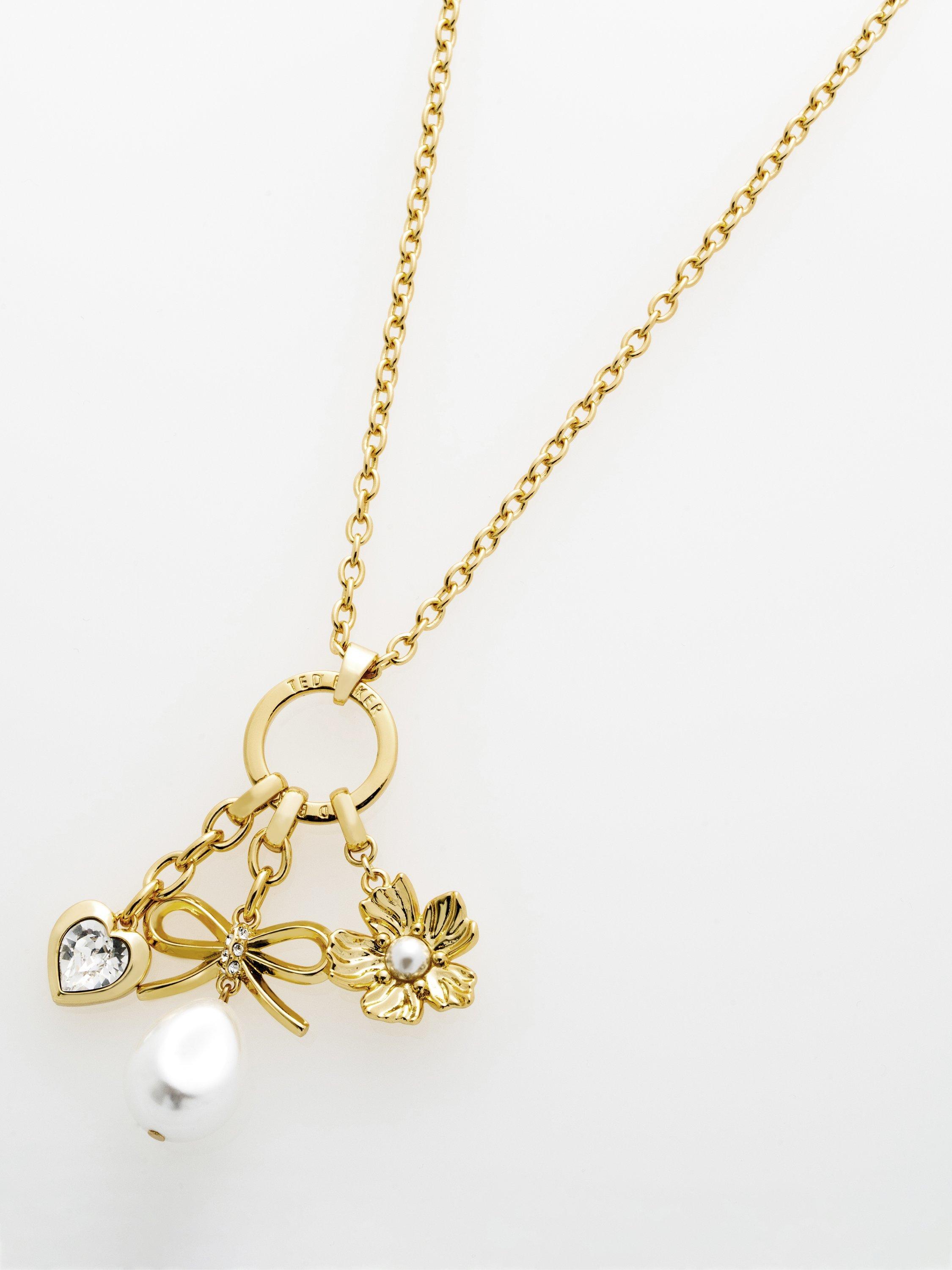 Ted Baker Isadora Icon pendant necklace in gold with crystals and faux pearls (British brand)