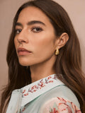 Mint Velvet gold ribbed curved huggie hoop earrings (British brand)