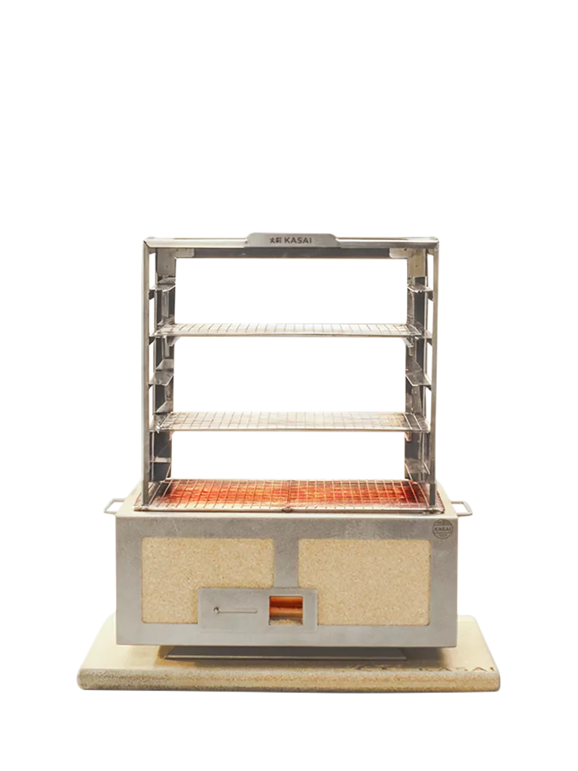 Kasai Konro Grill charcoal BBQ with Robata rack - British product