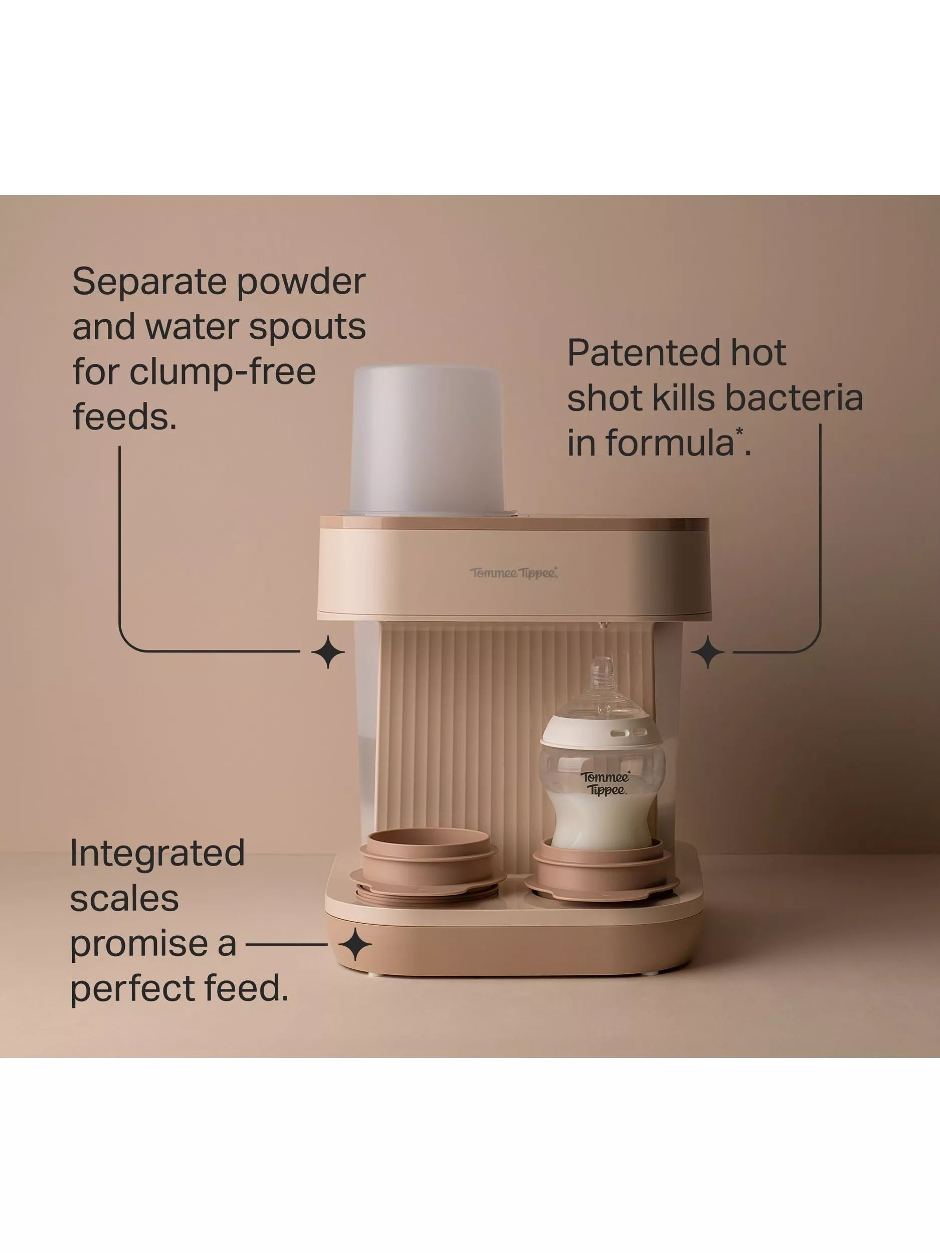 Tommee Tippee Perfect Prep Pro baby bottle formula maker Nutmeg, imported from the UK