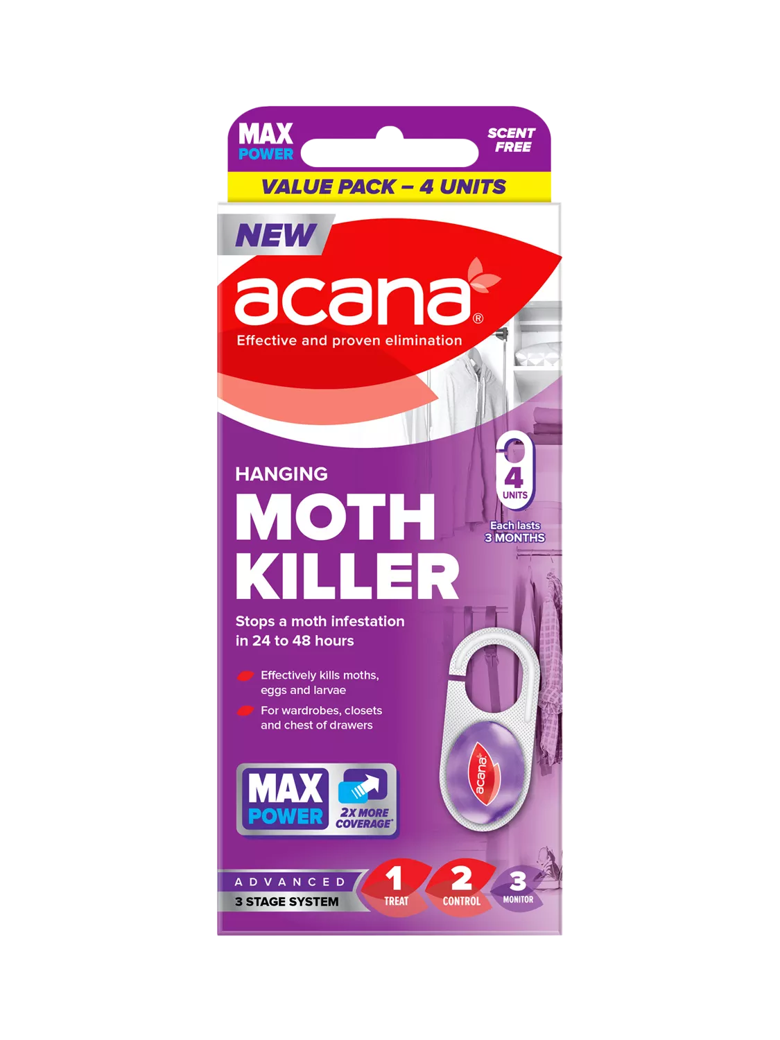Acana Max moth killer sachets pack of 4 (British brand)