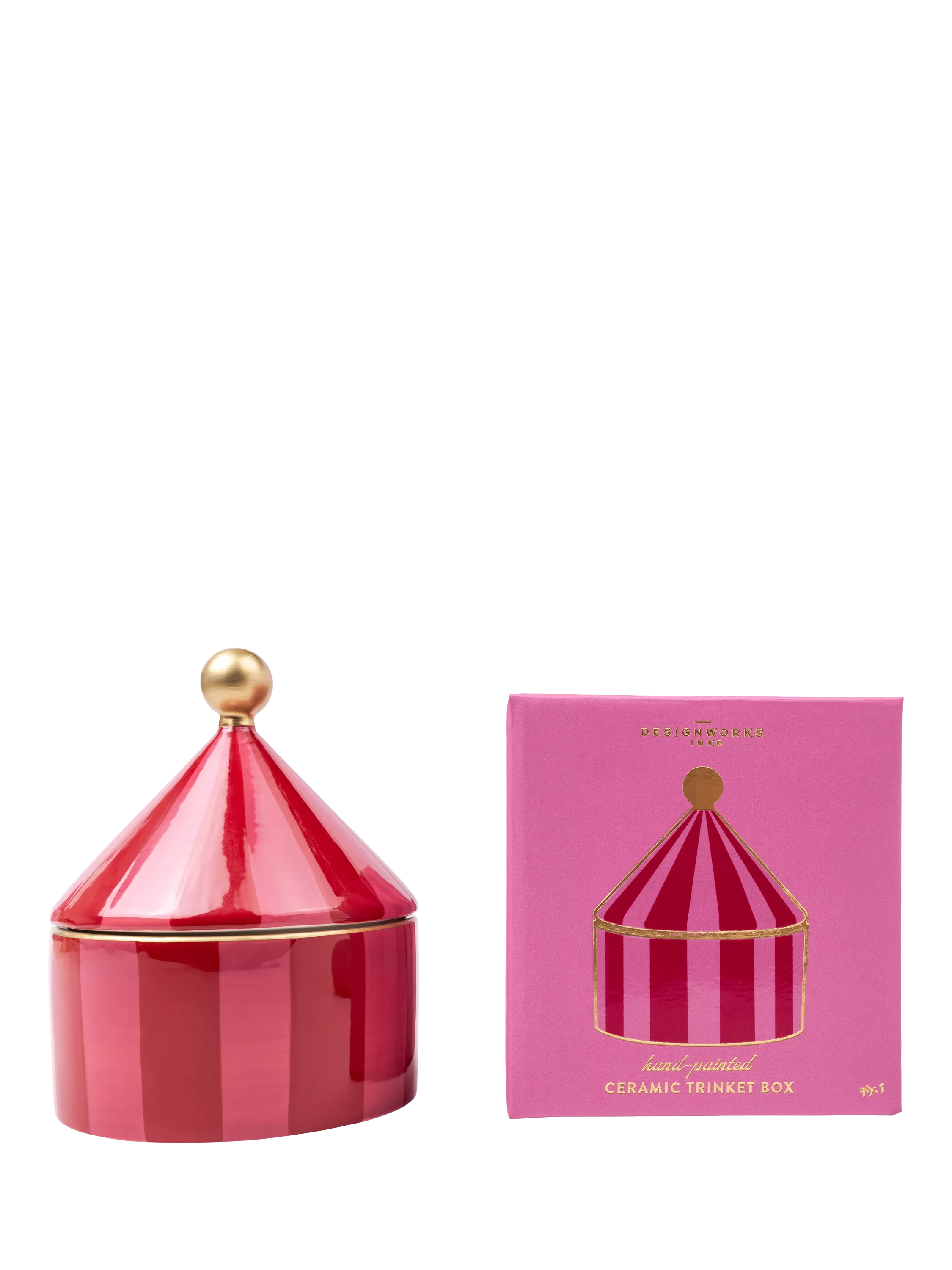 DesignWorks Ink pink stripe ceramic trinket dish - British product