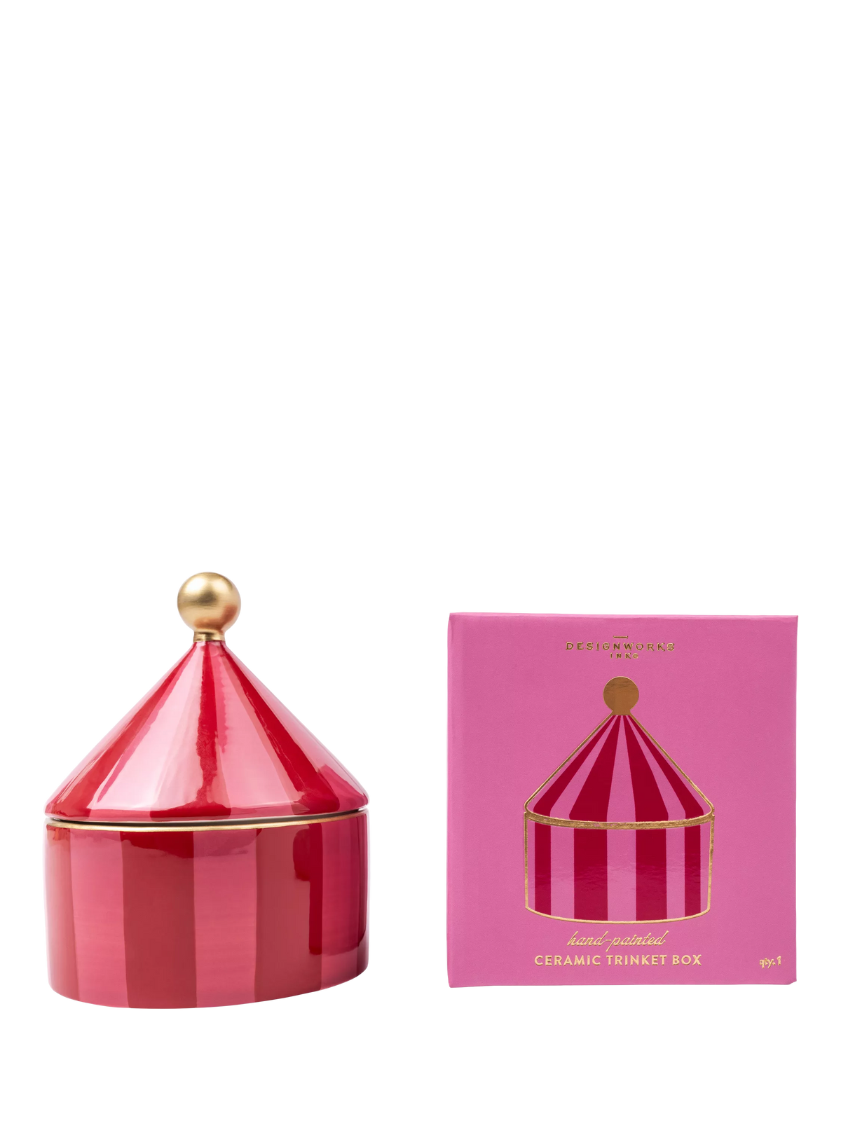 DesignWorks Ink pink stripe ceramic trinket dish - British product