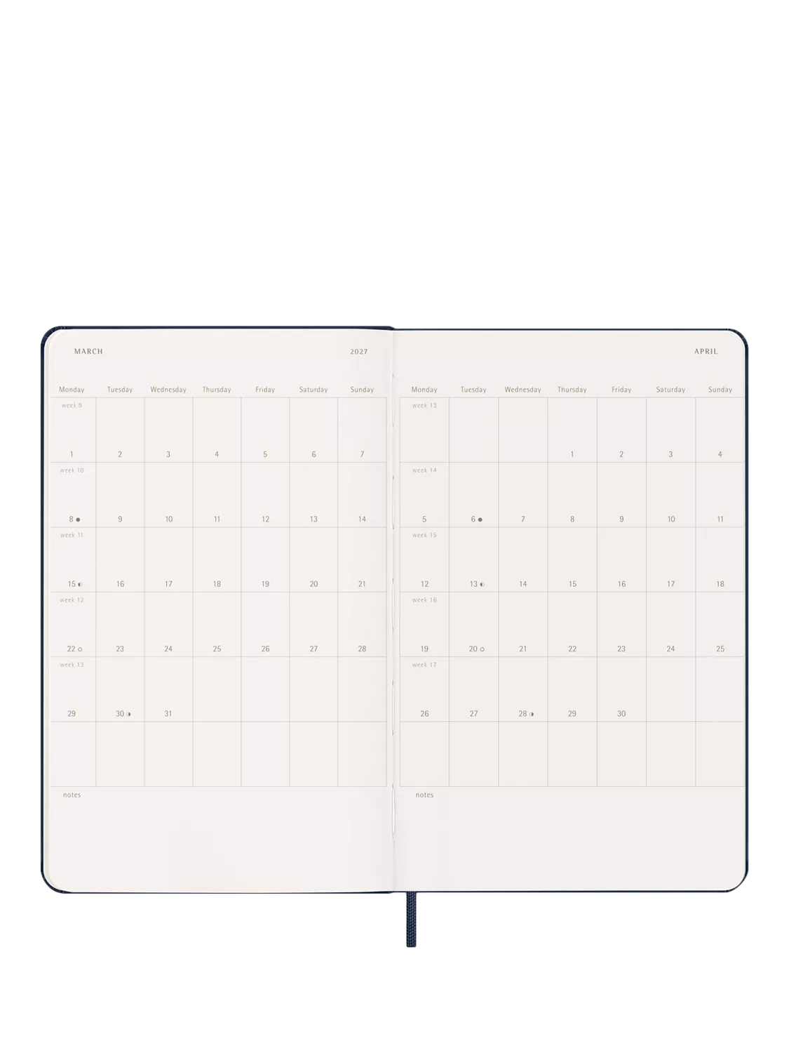 Moleskine 18-month weekly diary 2026-2027 dark blue, UK version