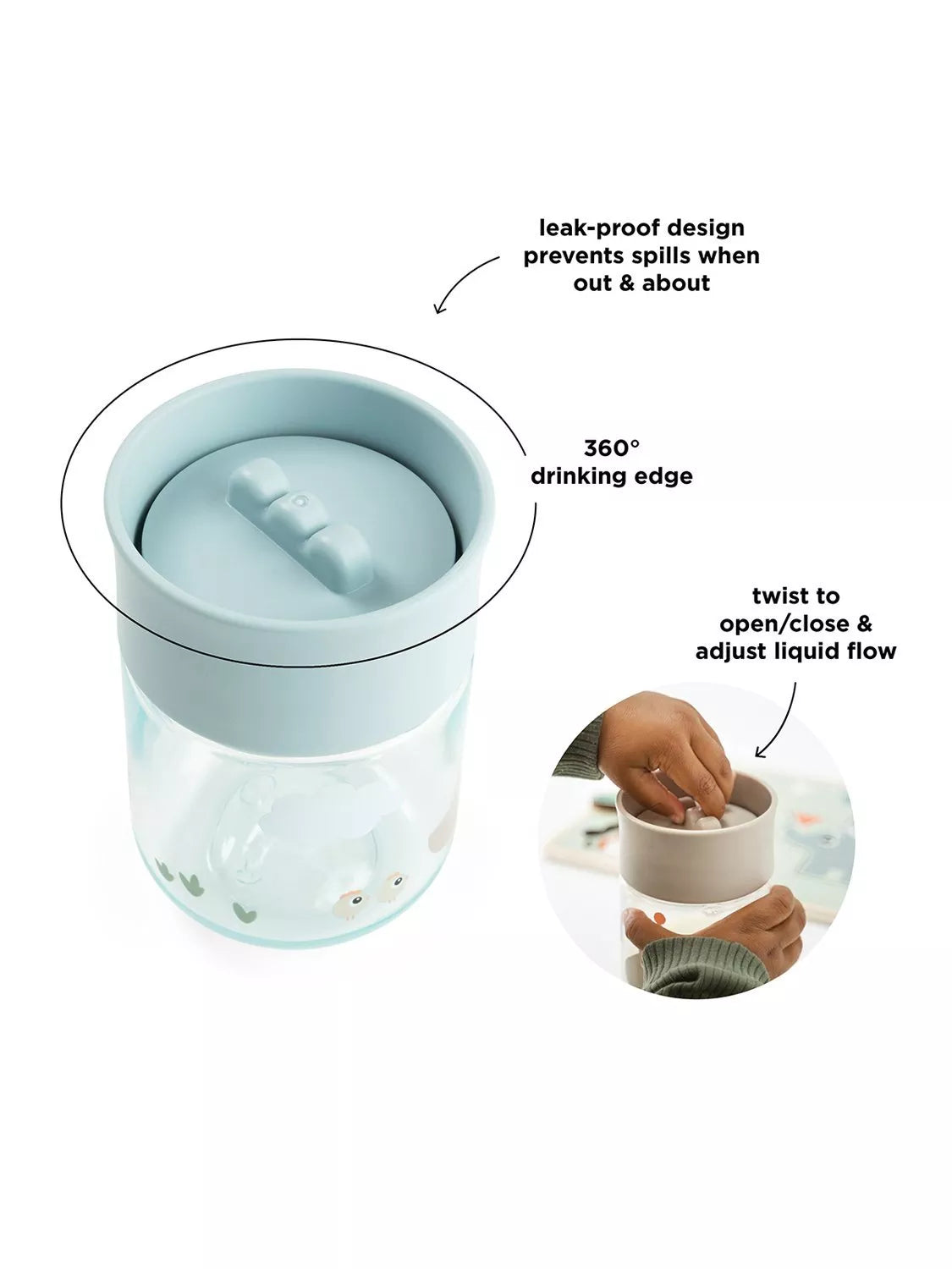Done by Deer Tiny Farm blue 360 learning cup 260ml, imported from the UK