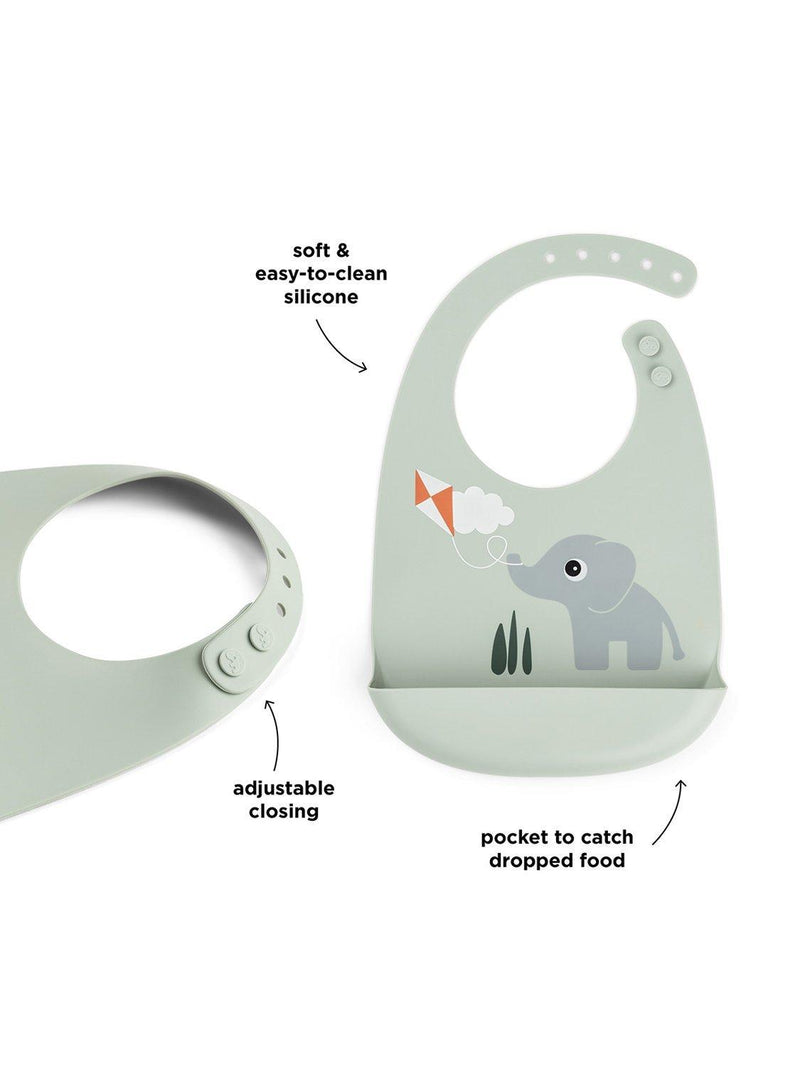 Done By Deer silicone bib green, UK version