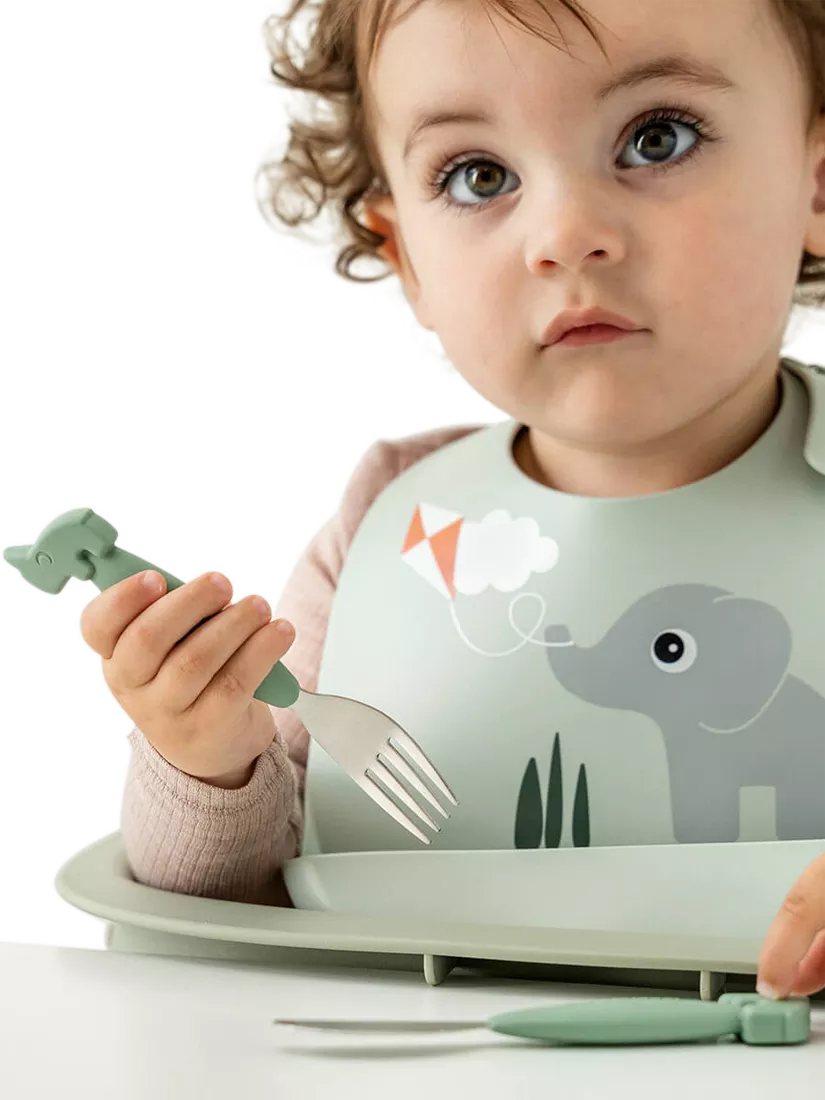 Done By Deer silicone bib green, UK version