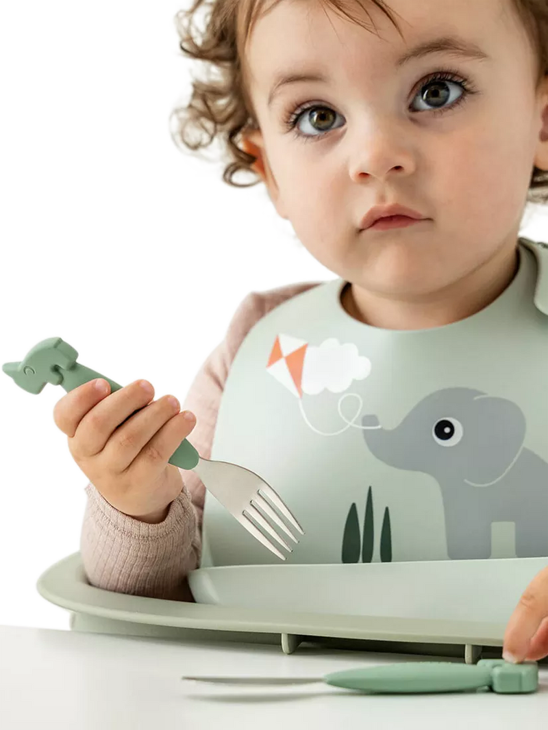 Done By Deer silicone bib green, UK version