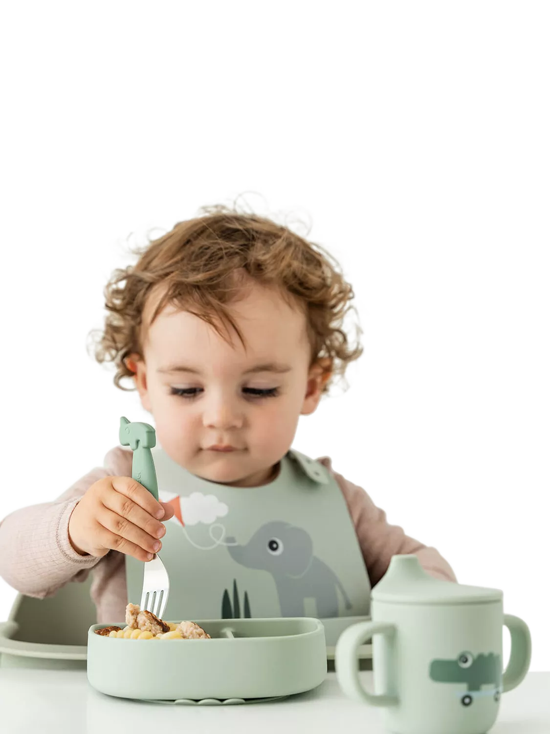 Done By Deer silicone bib green, UK version