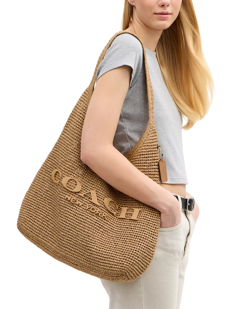 Coach Brooklyn 39 straw hobo bag natural, UK version