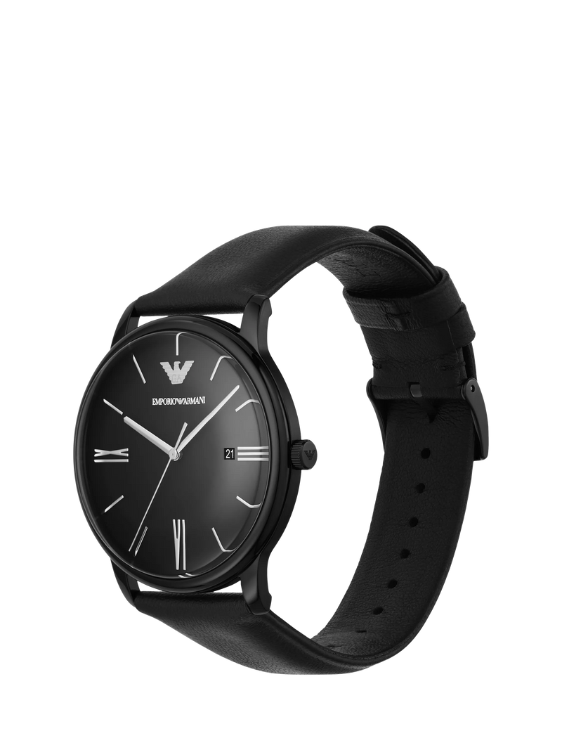 Emporio Armani men's matte dial leather strap watch AR11573, imported from the UK
