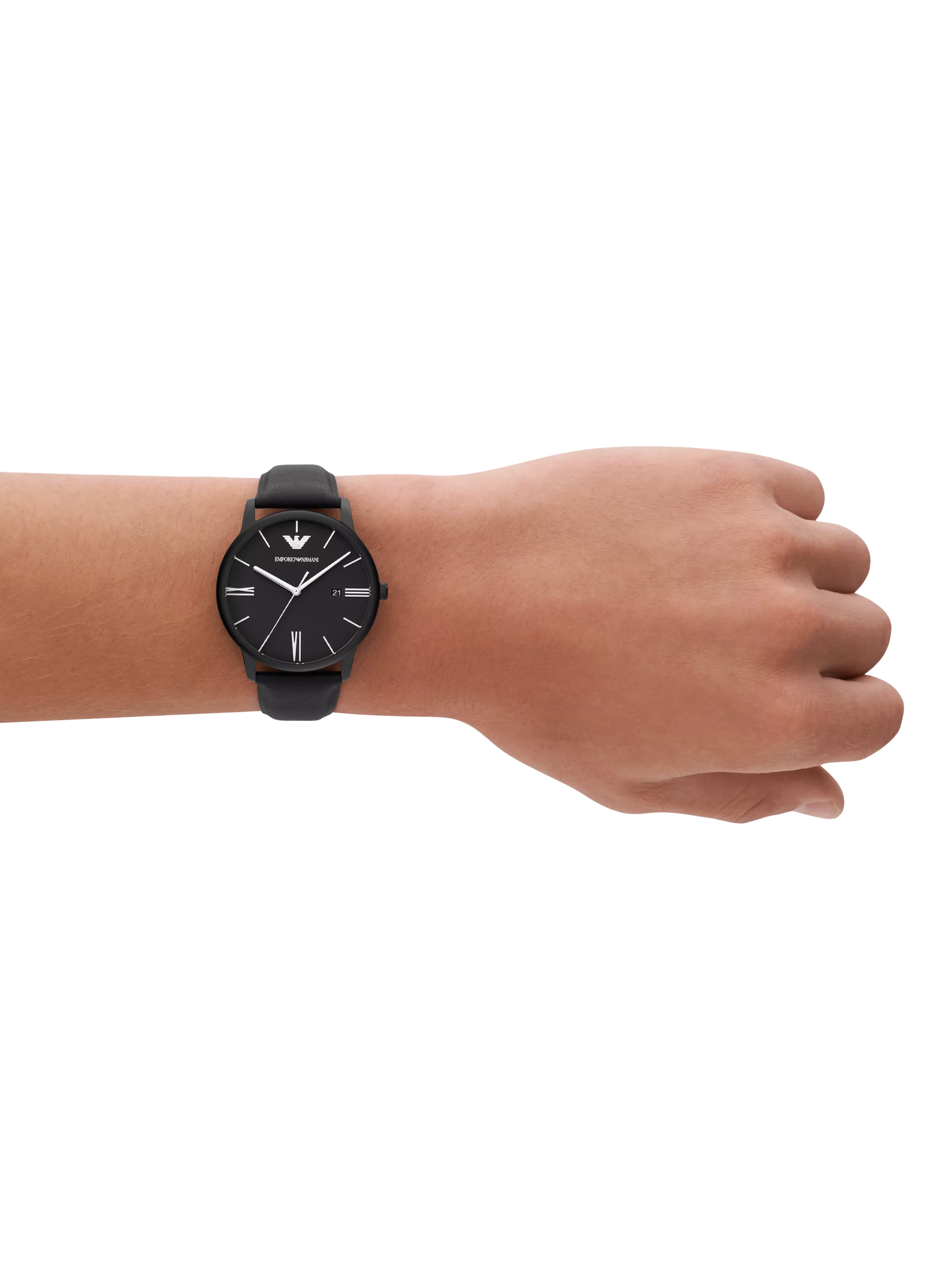 Emporio Armani men's matte dial leather strap watch AR11573, imported from the UK