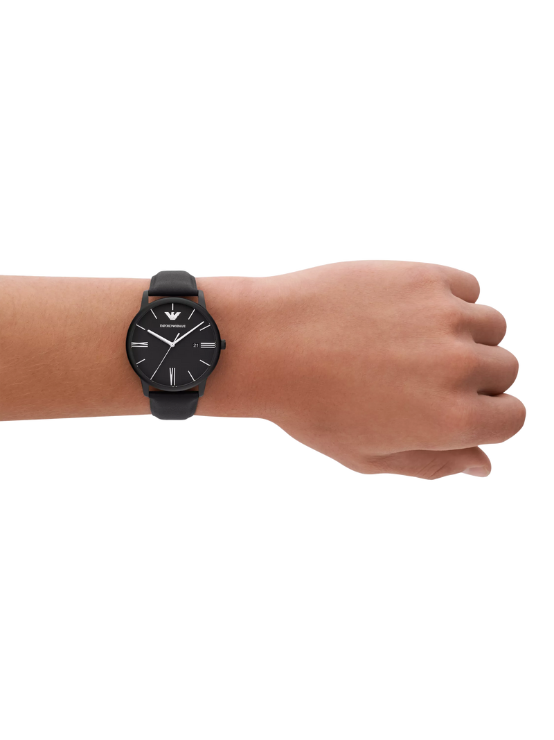 Emporio Armani men's matte dial leather strap watch AR11573, imported from the UK