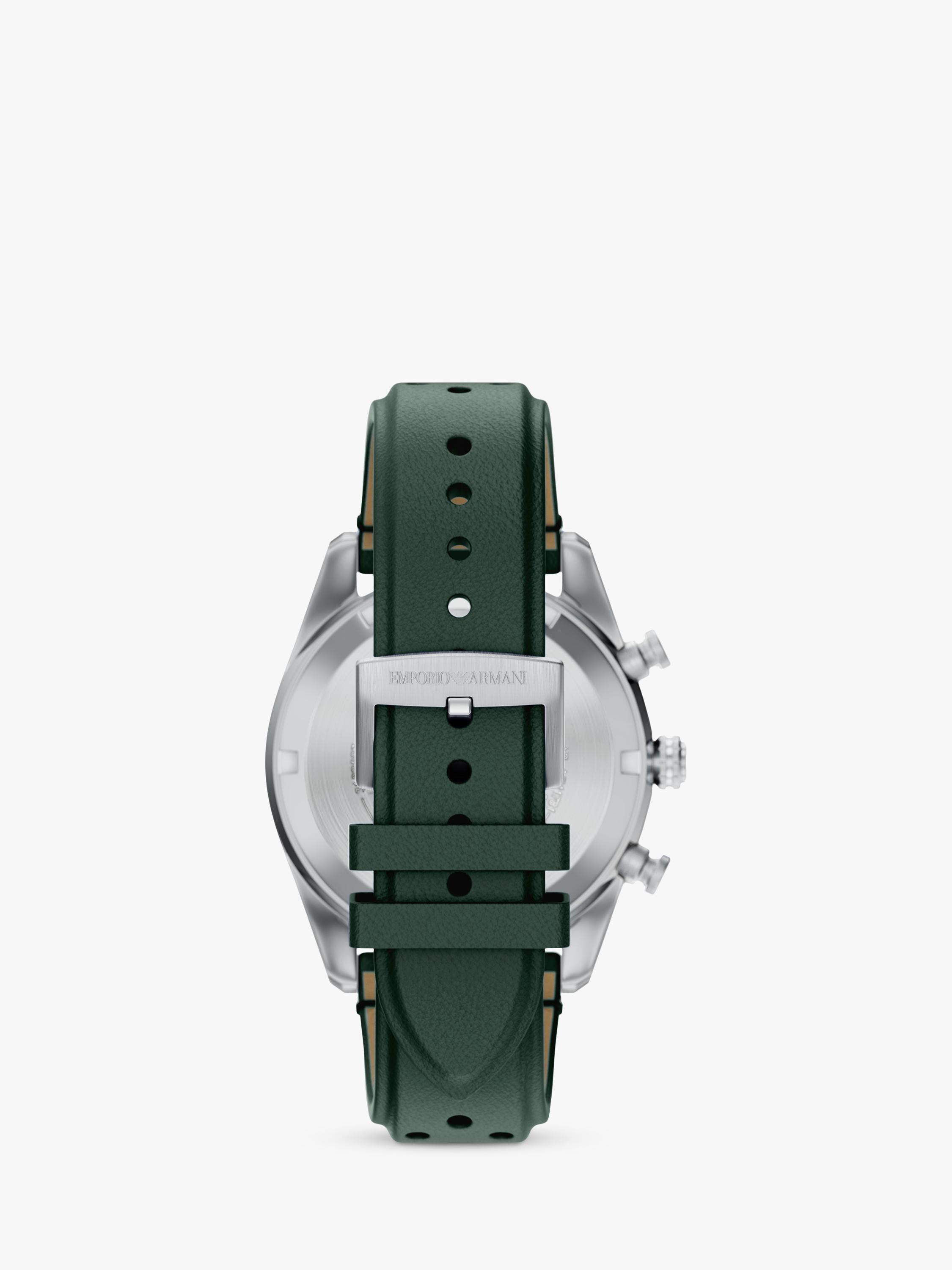 Emporio Armani men's chronograph watch green leather strap, imported from the UK