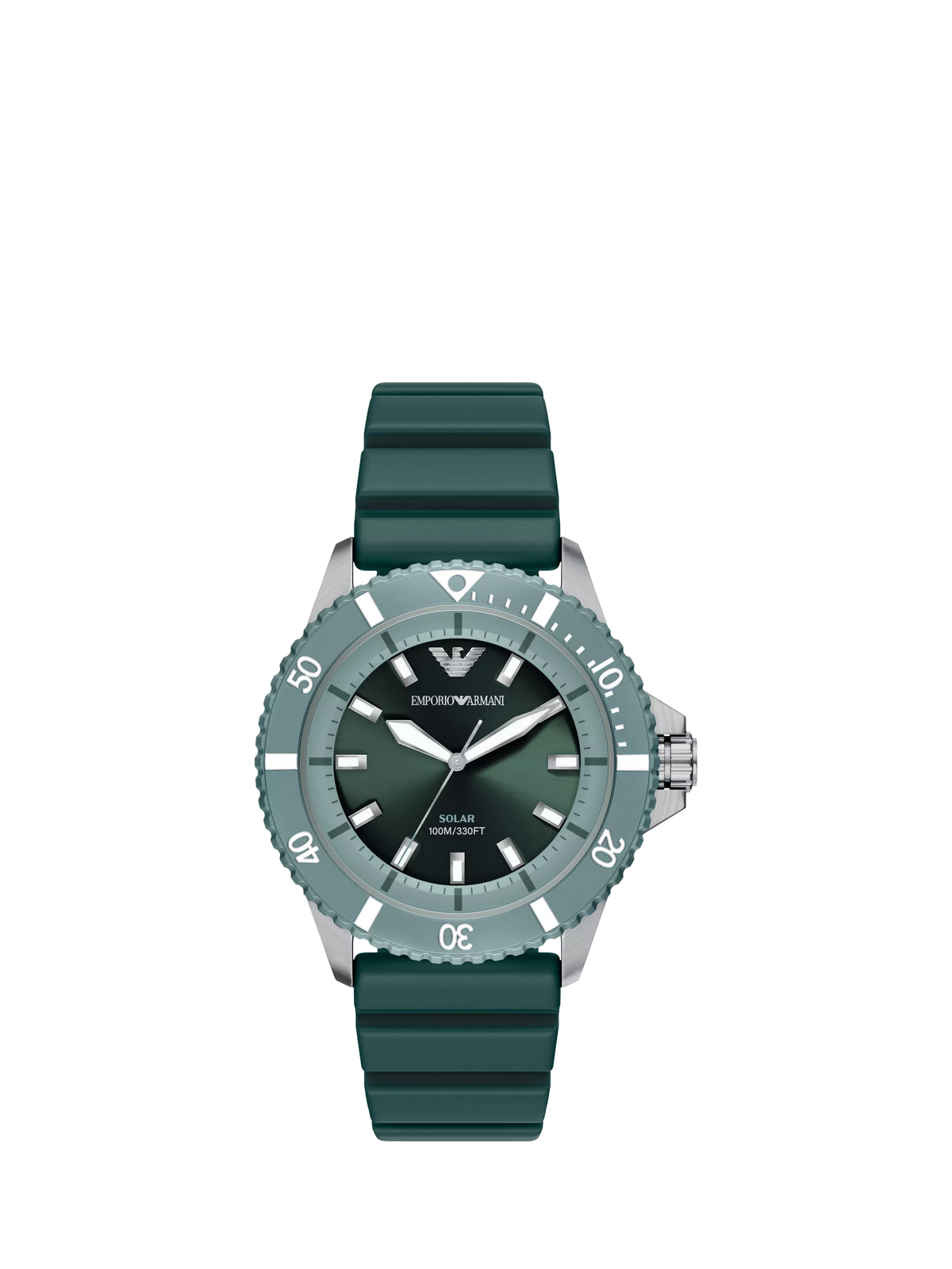 Emporio Armani World Explorer solar watch green silicone strap 42mm, imported from the UK