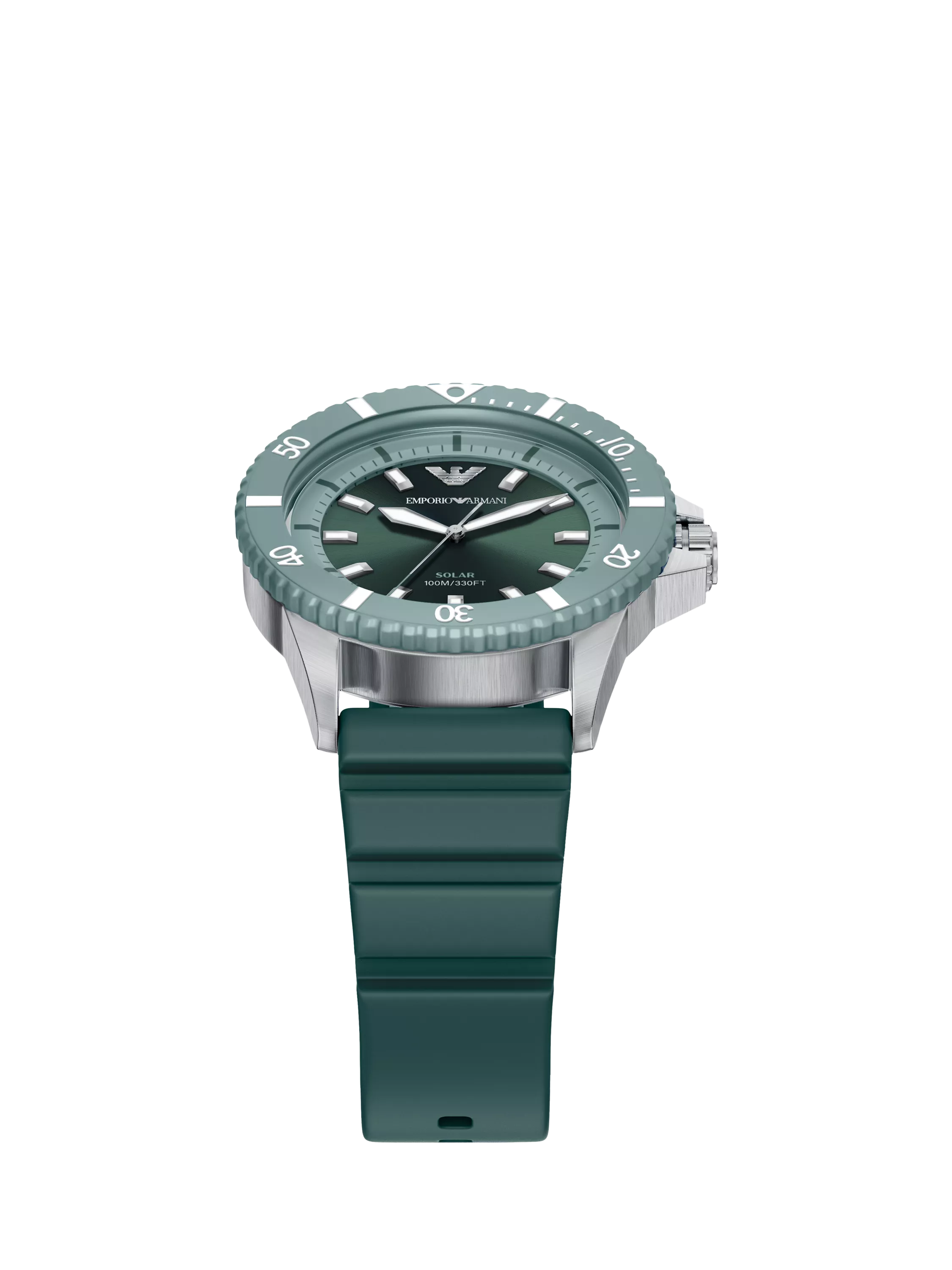 Emporio Armani World Explorer solar watch green silicone strap 42mm, imported from the UK