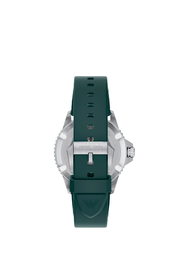 Emporio Armani World Explorer solar watch green silicone strap 42mm, imported from the UK