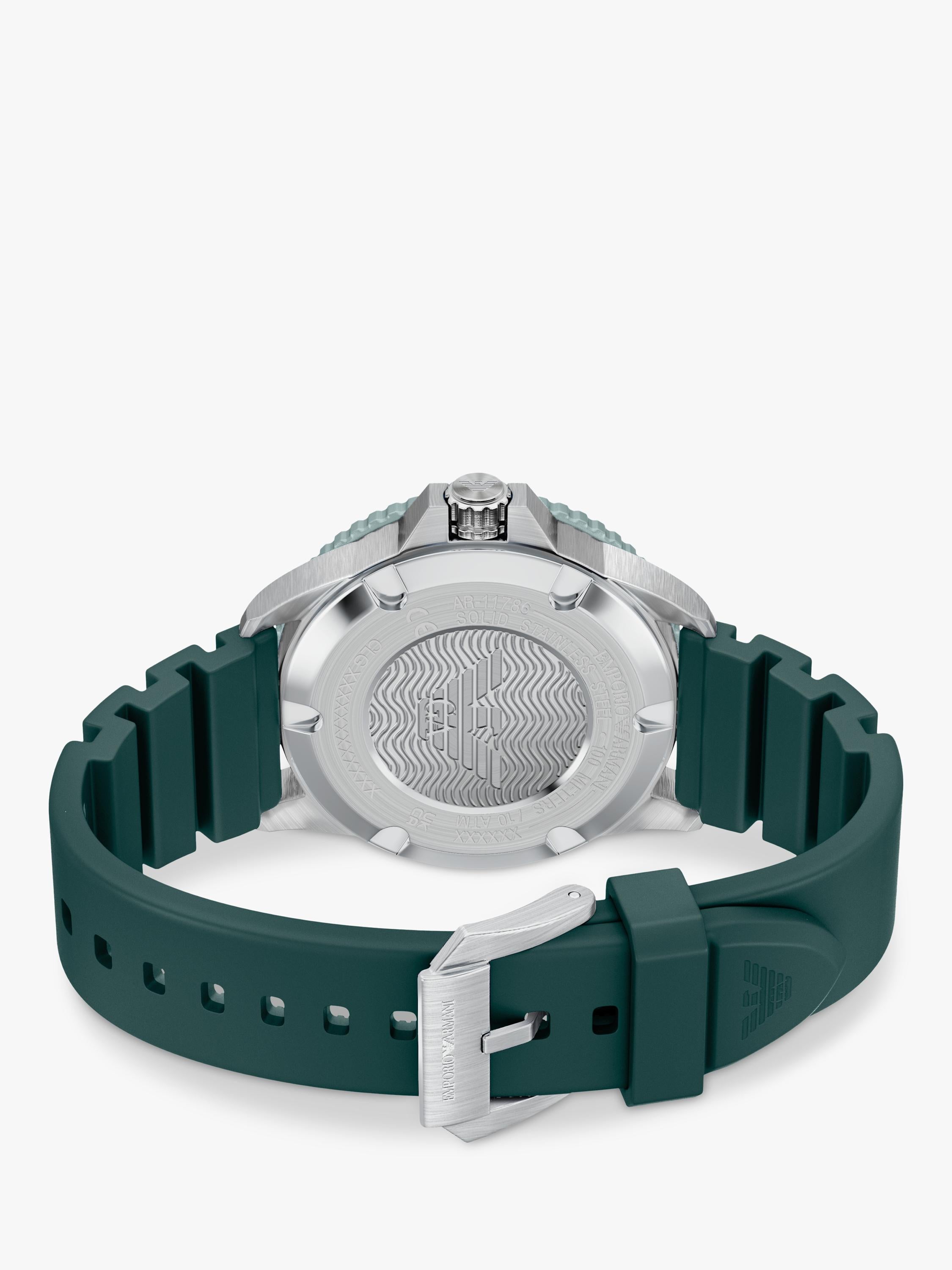 Emporio Armani World Explorer solar watch green silicone strap 42mm, imported from the UK