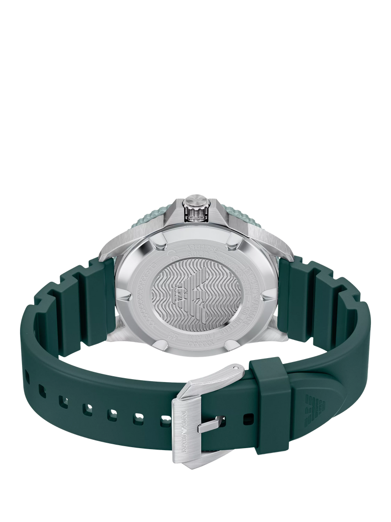 Emporio Armani World Explorer solar watch green silicone strap 42mm, imported from the UK
