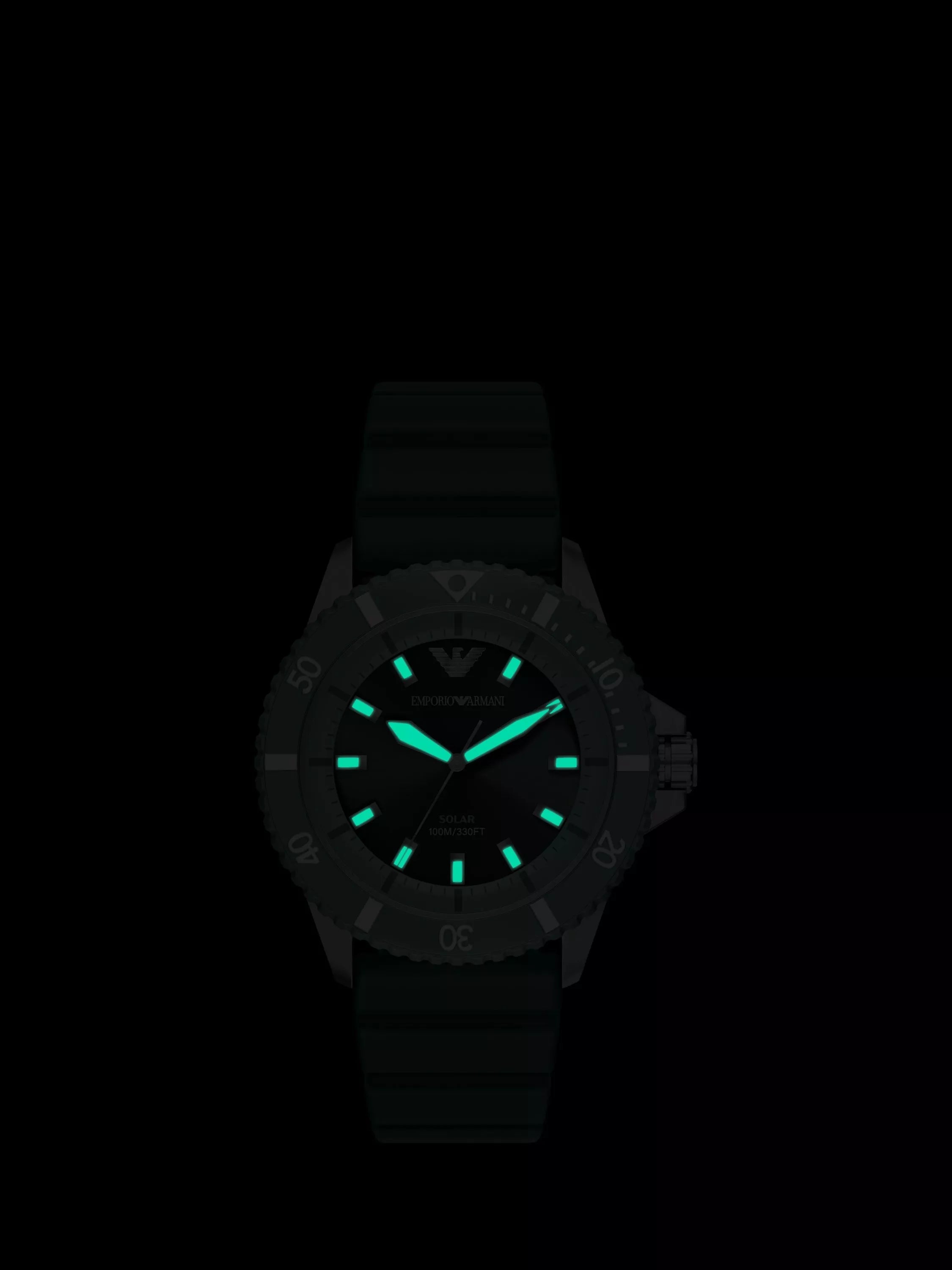 Emporio Armani World Explorer solar watch green silicone strap 42mm, imported from the UK
