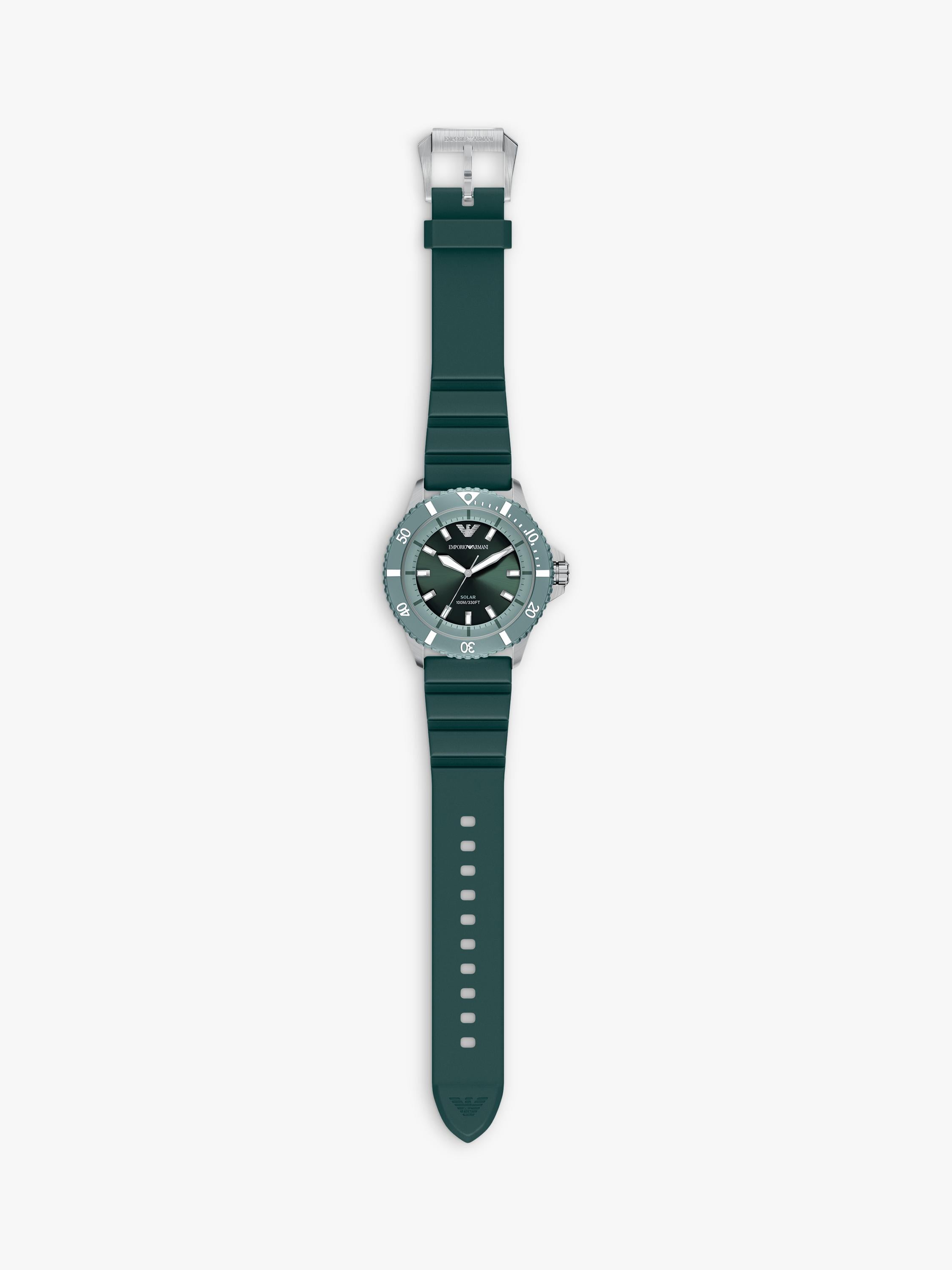 Emporio Armani World Explorer solar watch green silicone strap 42mm, imported from the UK