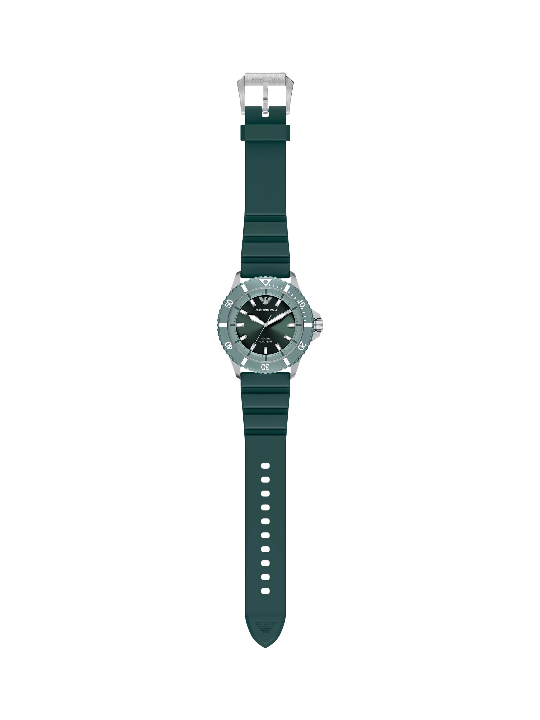 Emporio Armani World Explorer solar watch green silicone strap 42mm, imported from the UK