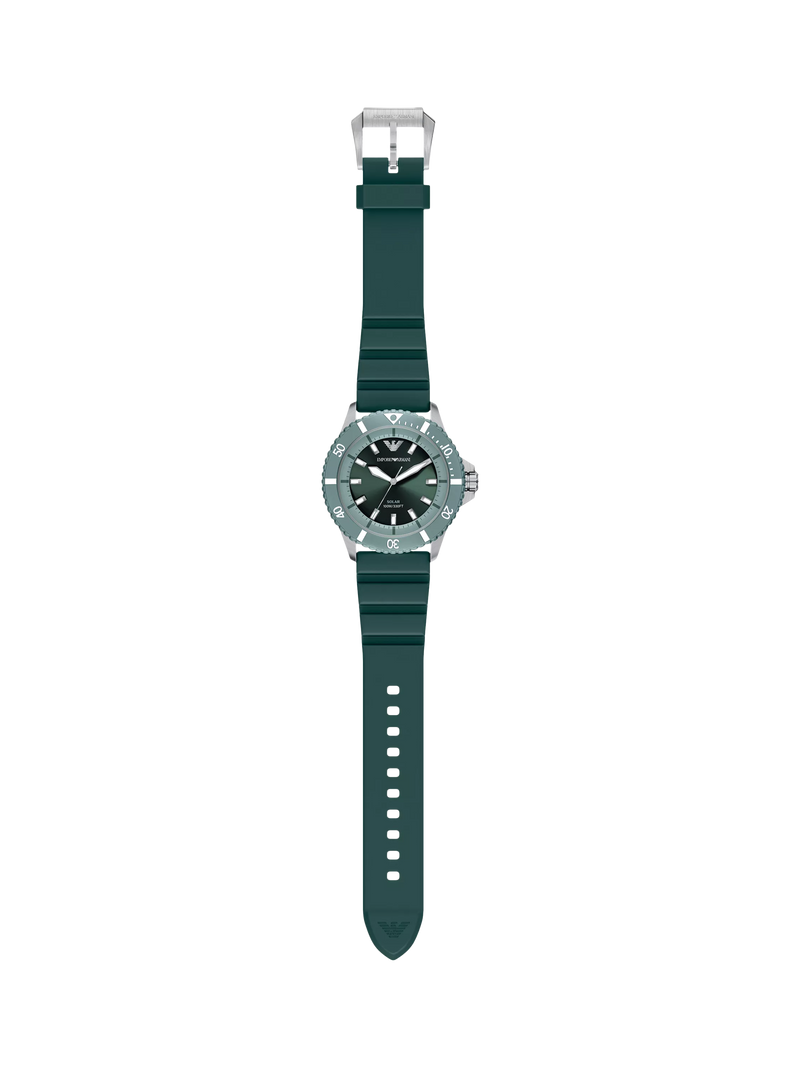 Emporio Armani World Explorer solar watch green silicone strap 42mm, imported from the UK