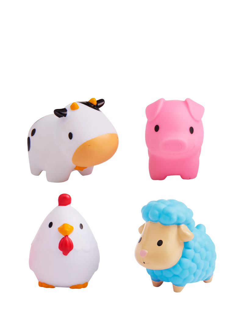 Munchkin Barn Friends bath squirters pack of 4, imported from the UK