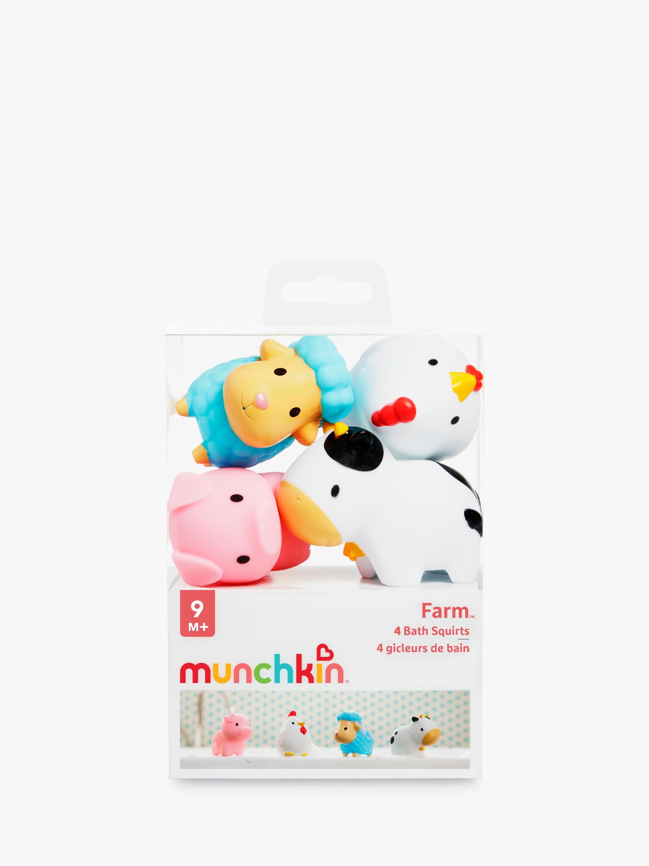 Munchkin Barn Friends bath squirters pack of 4, imported from the UK