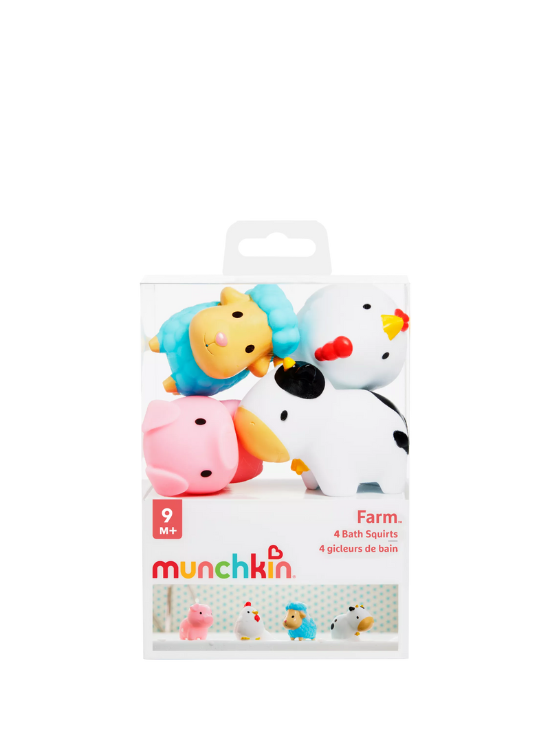 Munchkin Barn Friends bath squirters pack of 4, imported from the UK