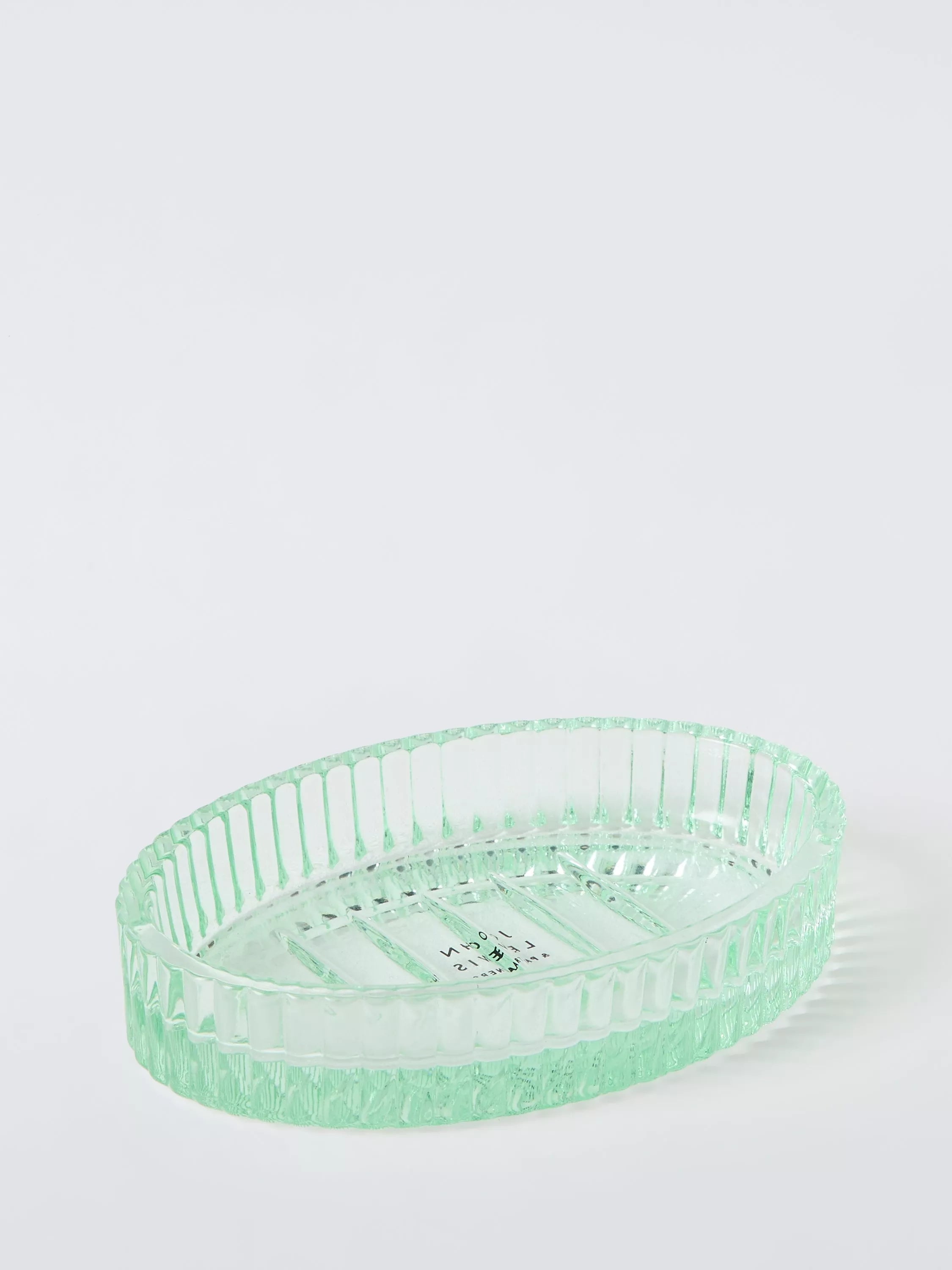 John Lewis fluted glass soap dish in willow green (British brand)
