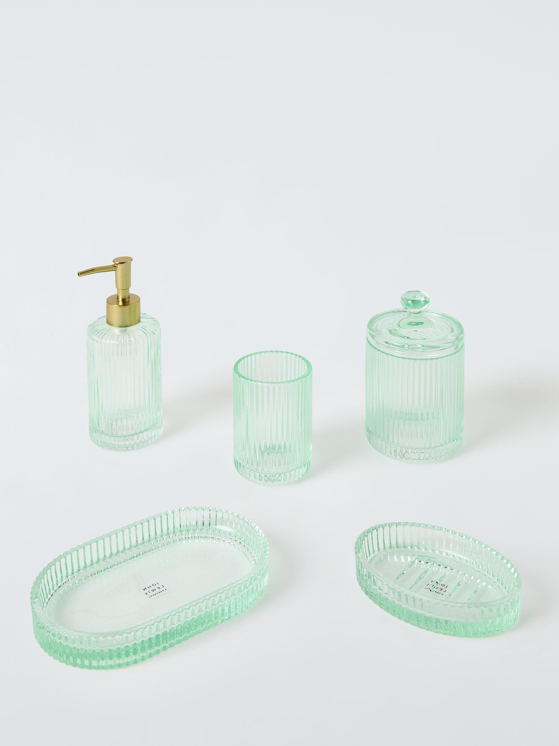 John Lewis fluted glass soap dish in willow green (British brand)