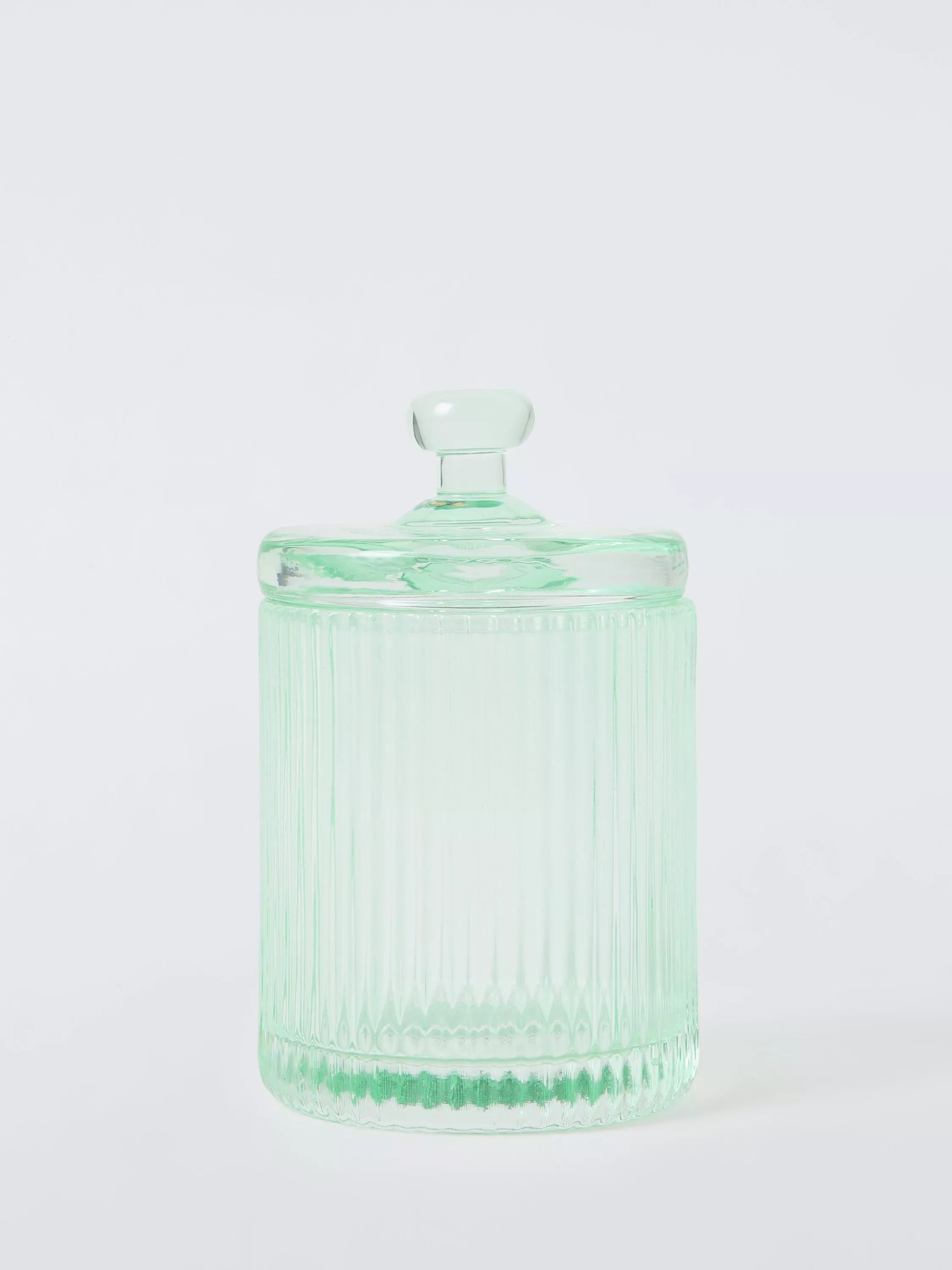 John Lewis fluted glass lidded canister willow 395 ml (British brand)