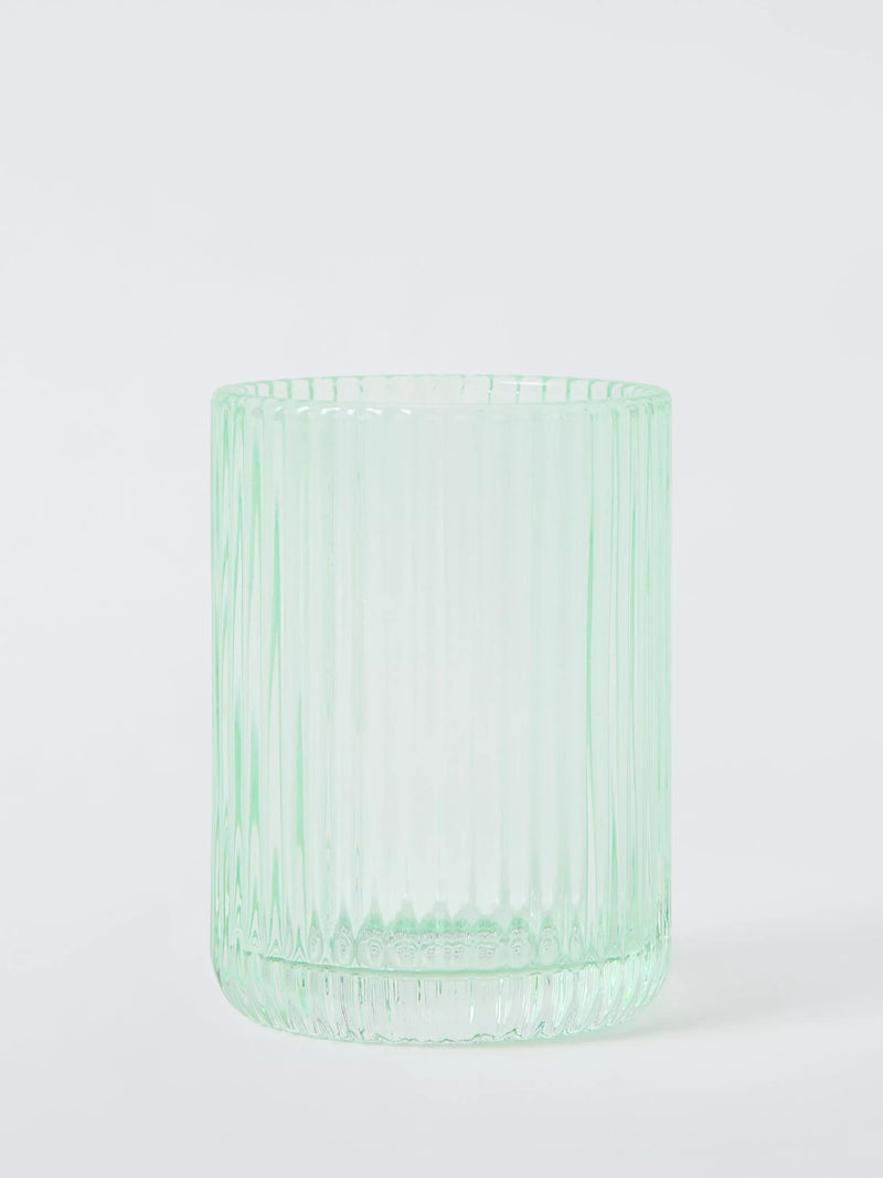 John Lewis fluted glass bathroom tumbler Willow pale green - British product