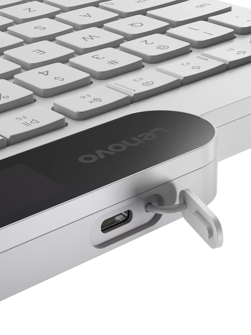 Lenovo self-charging wireless keyboard white (British brand)