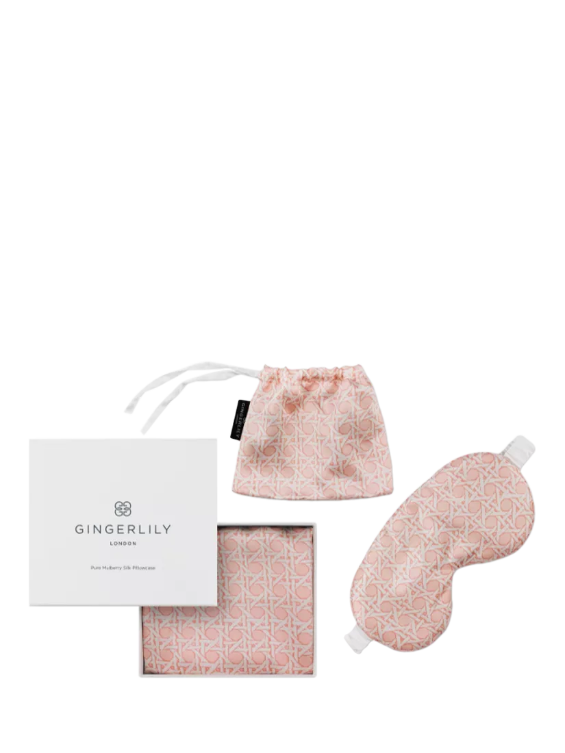 Gingerlily Rattan Silk Eye Mask and Standard Pillowcase Set