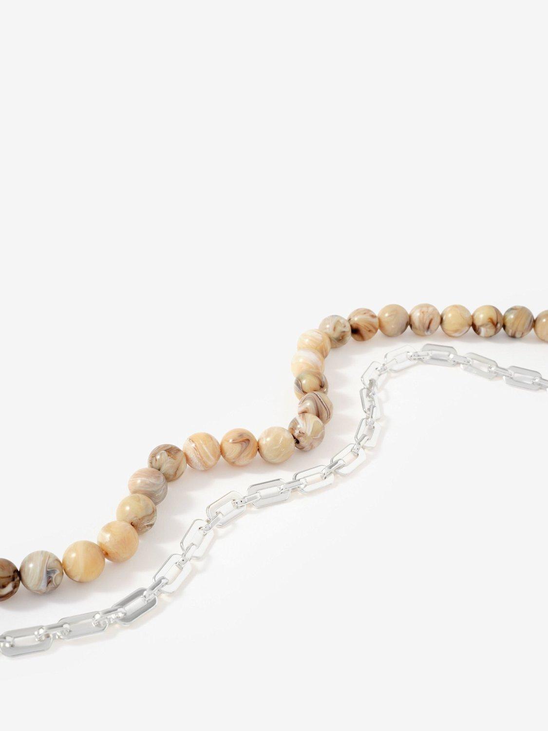 Mint Velvet beaded chain layered necklace cream (British brand)
