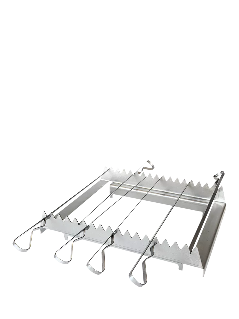 Bertha skewer rack and 12 skewers for outdoor oven (British brand)