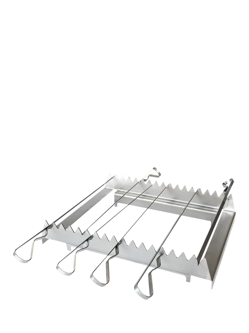 Bertha skewer rack and 12 skewers for outdoor oven (British brand)