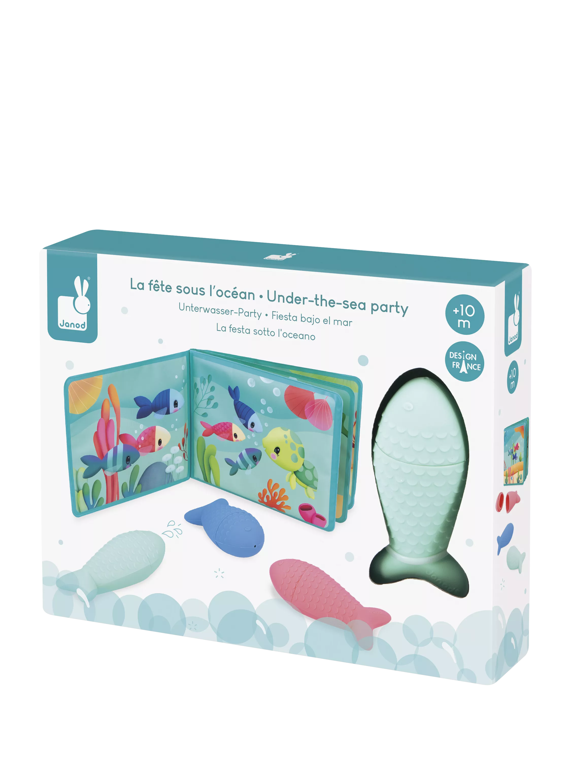 Janod Under the Sea baby bath book with fish sprinklers, UK version