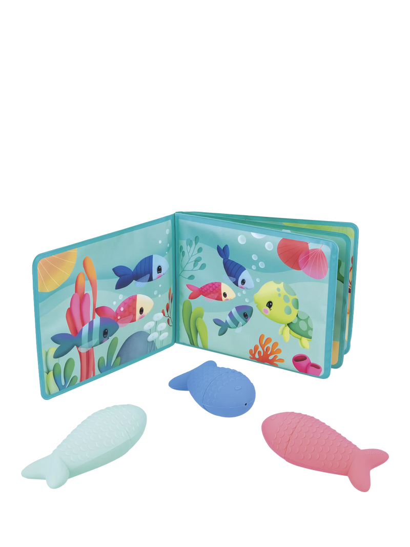 Janod Under the Sea baby bath book with fish sprinklers, UK version