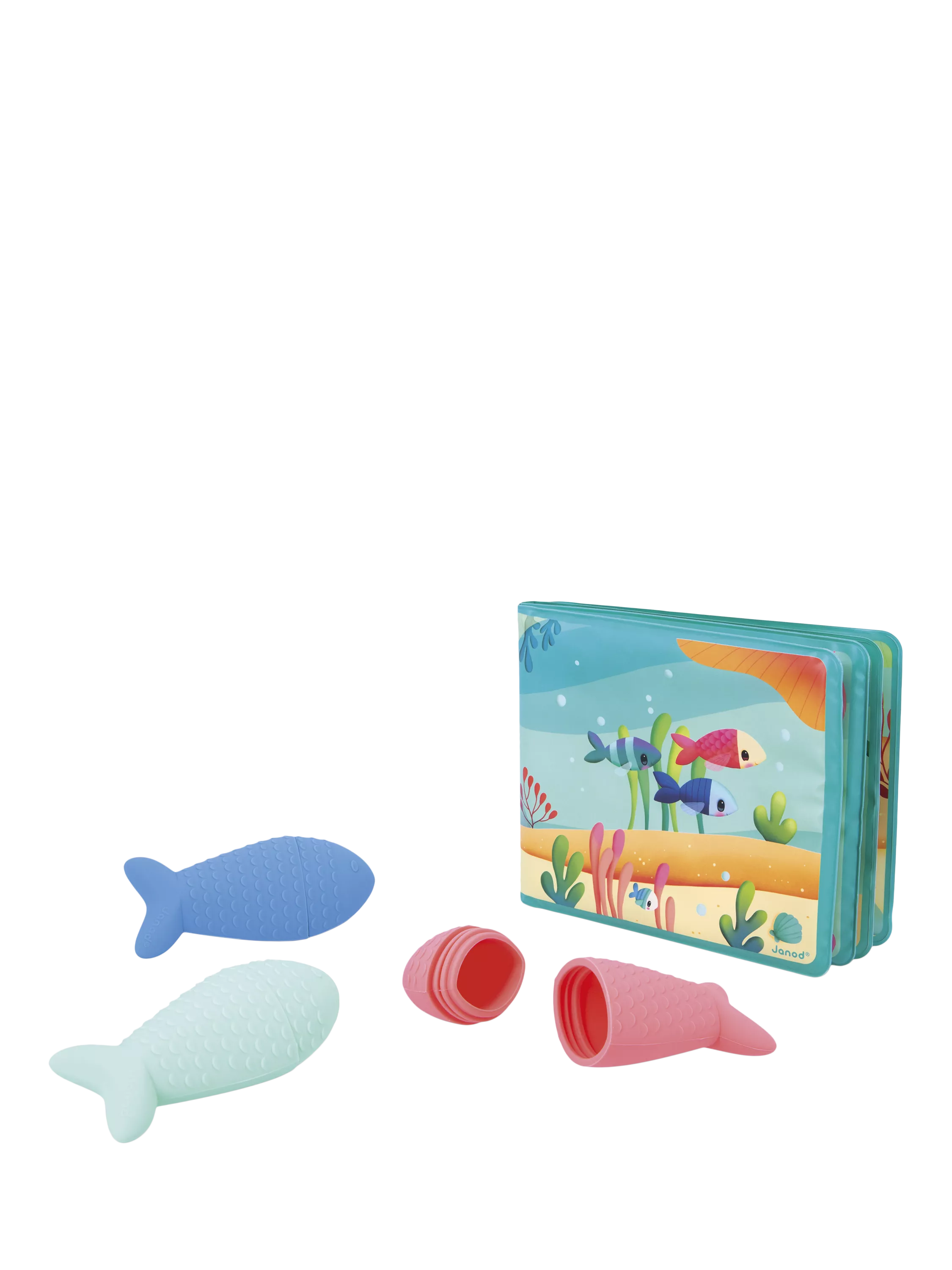 Janod Under the Sea baby bath book with fish sprinklers, UK version