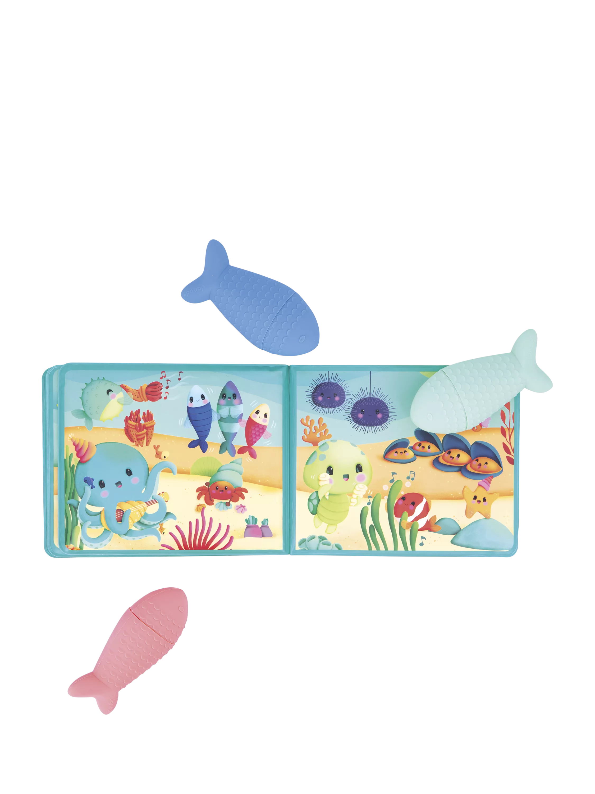 Janod Under the Sea baby bath book with fish sprinklers, UK version