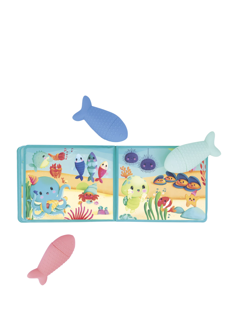 Janod Under the Sea baby bath book with fish sprinklers, UK version