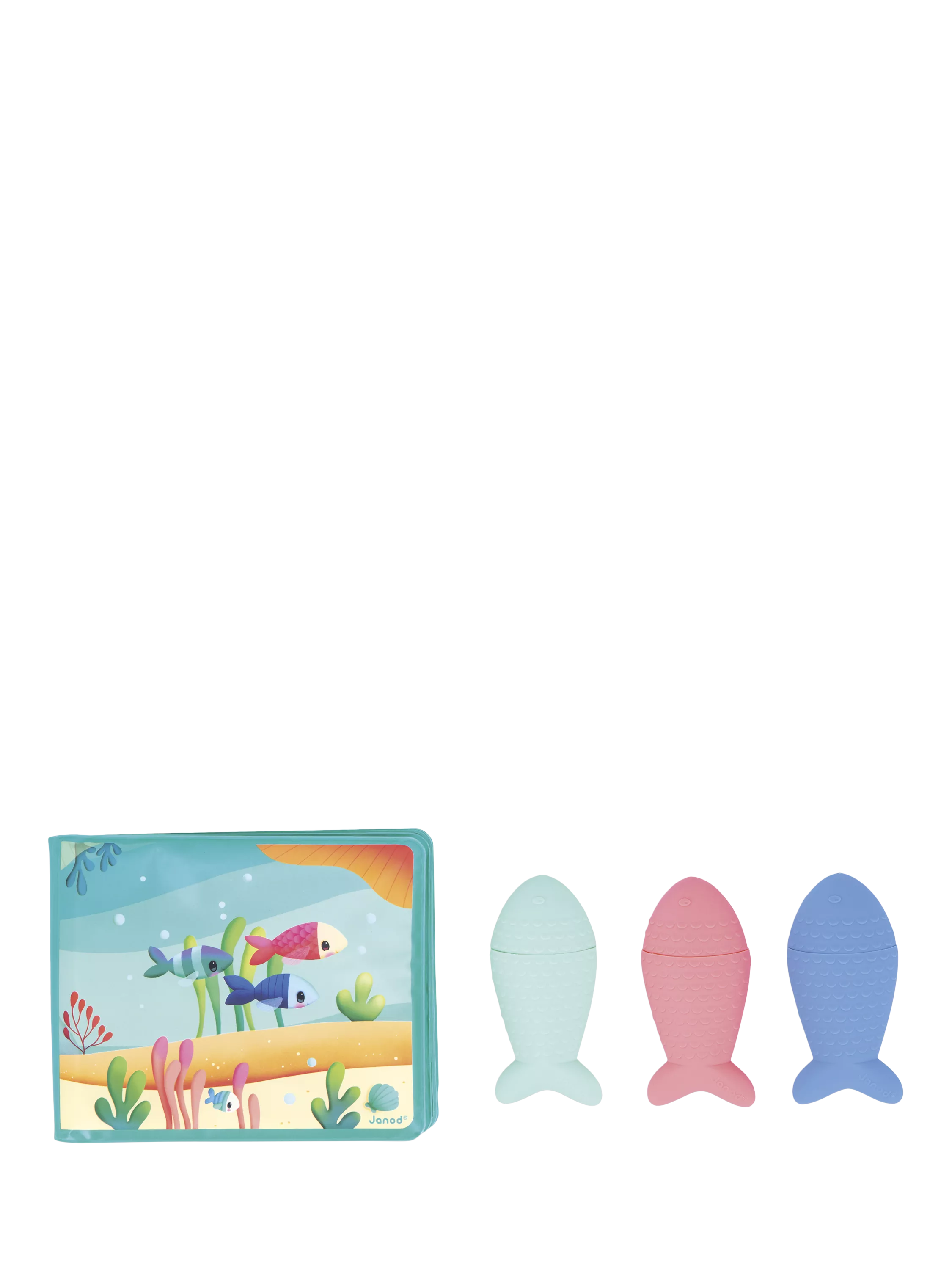 Janod Under the Sea baby bath book with fish sprinklers, UK version